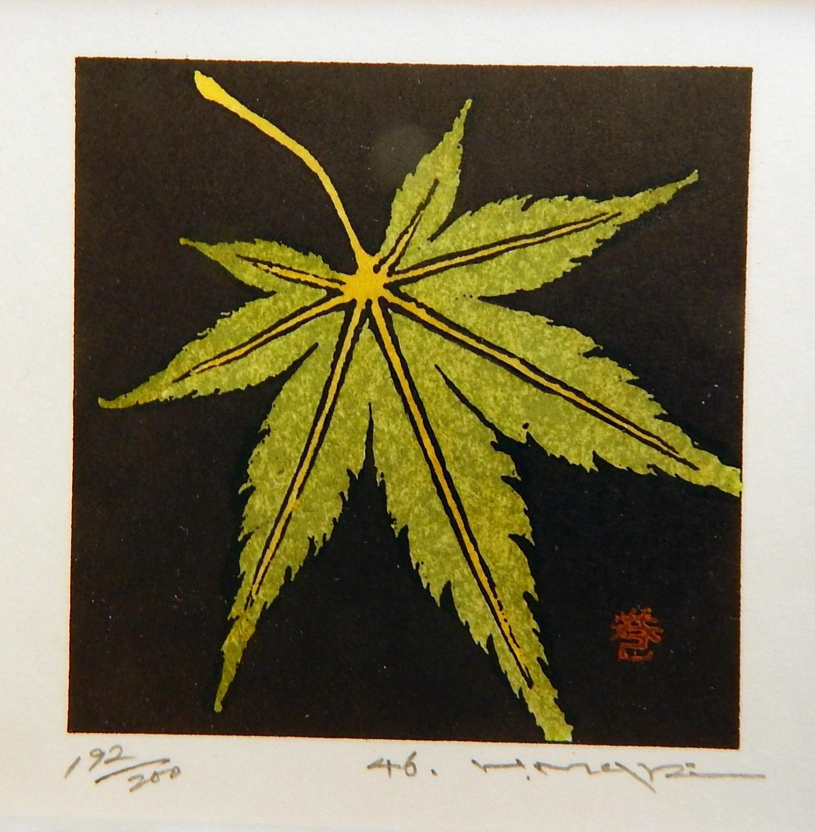Haku Maki Set of Twelve Miniature Color Woodblock Prints in Cloth Case 6