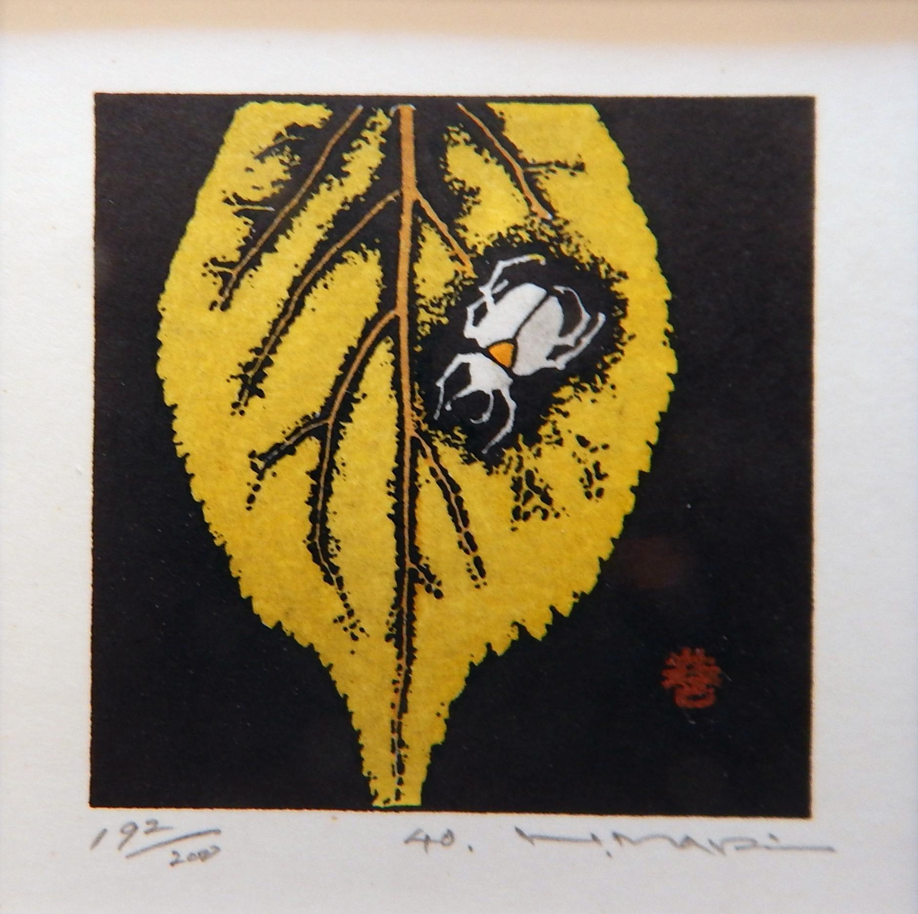 Haku Maki Set of Twelve Miniature Color Woodblock Prints in Cloth Case 8