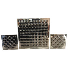 Hal Bienenfeld, ensemble de trois miroirs noirs de style Modernity Mid-Century