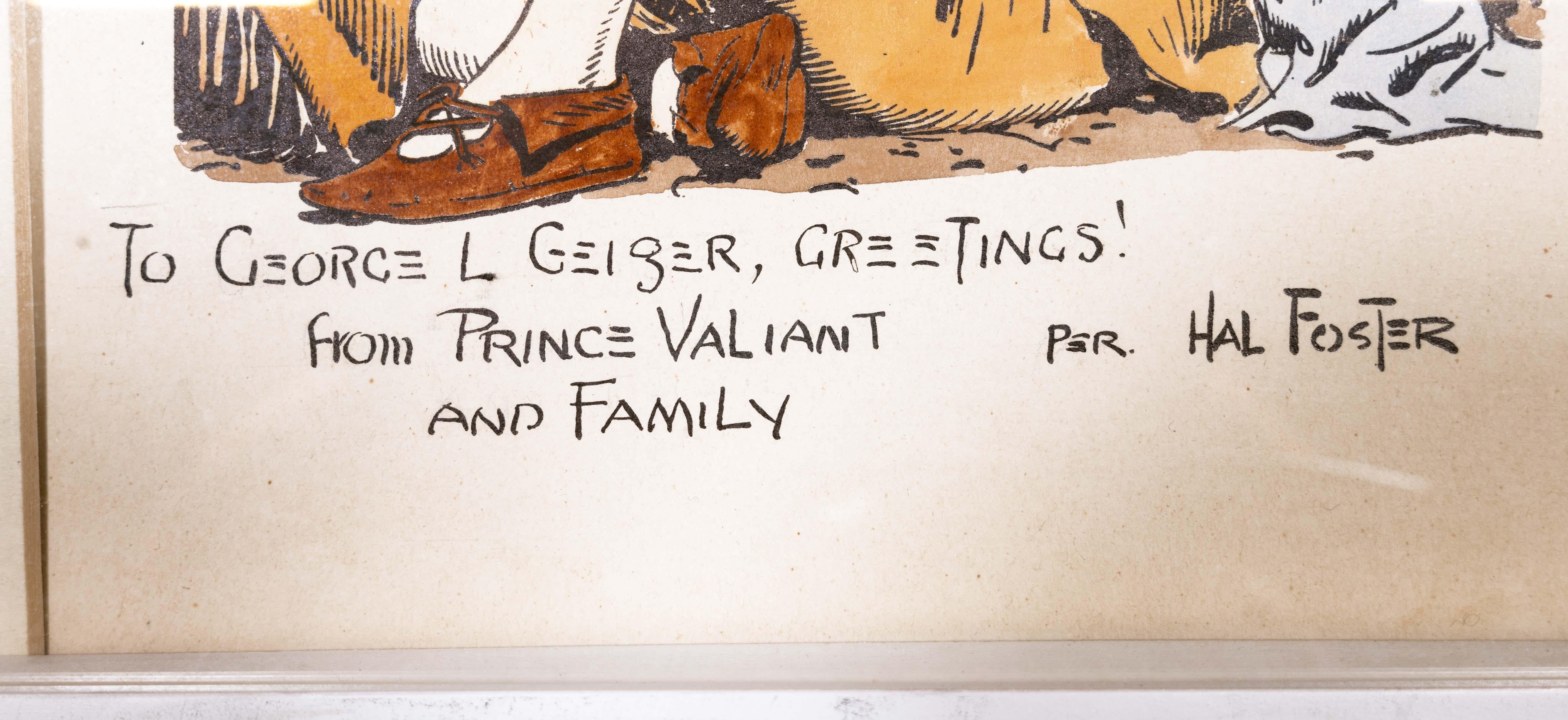 Hal Foster Prince Valiant & Family Vintage Artboard with Hand-Colored Print In Good Condition For Sale In Keego Harbor, MI