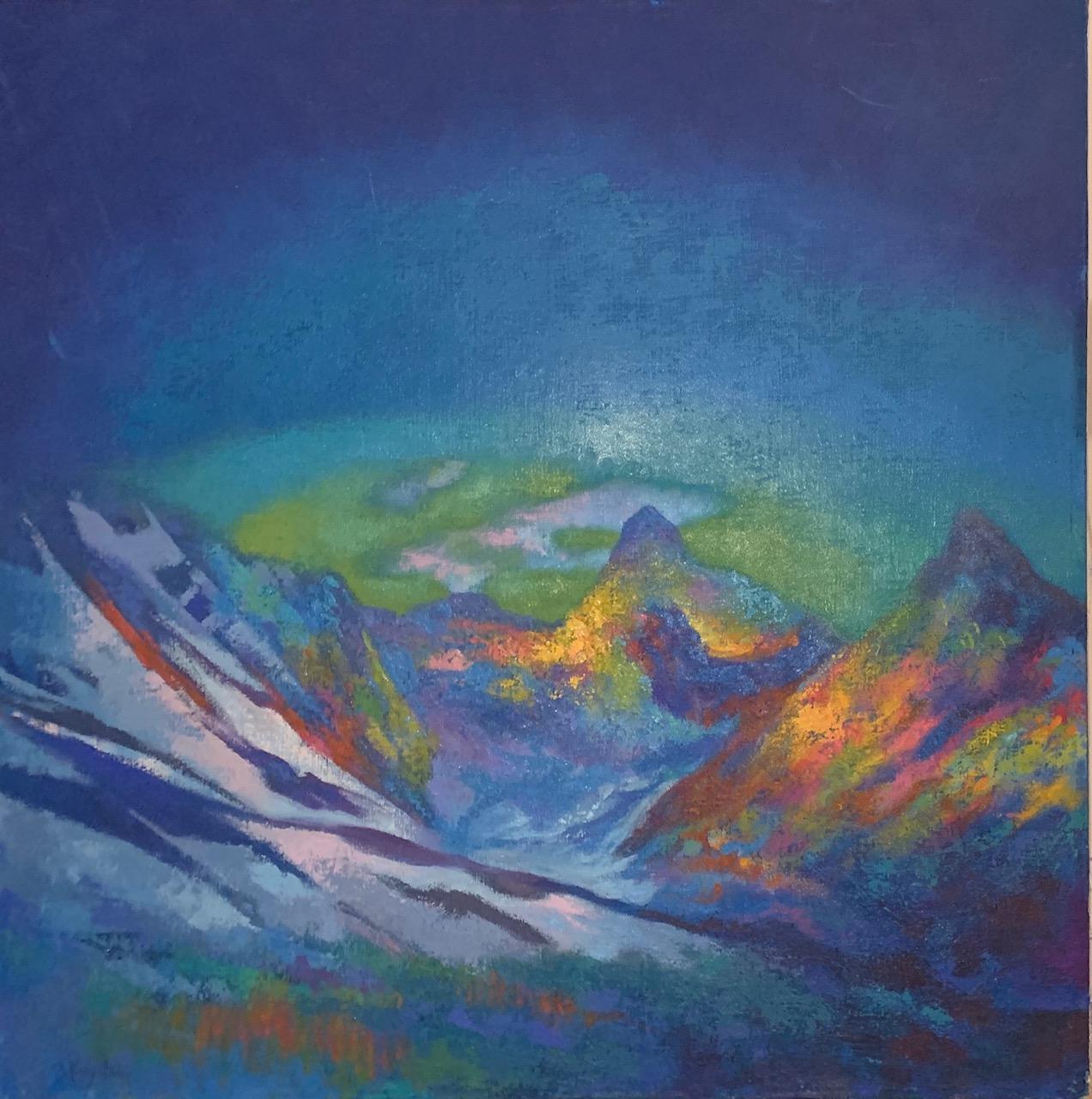 "Rocky MTS" Gesso & Oil on Raw Canvas By Hal Frater