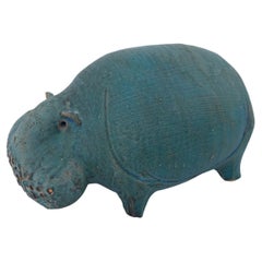 Hal Fromhold Turquoise Ceramic Midcentury Hippo Sculpture