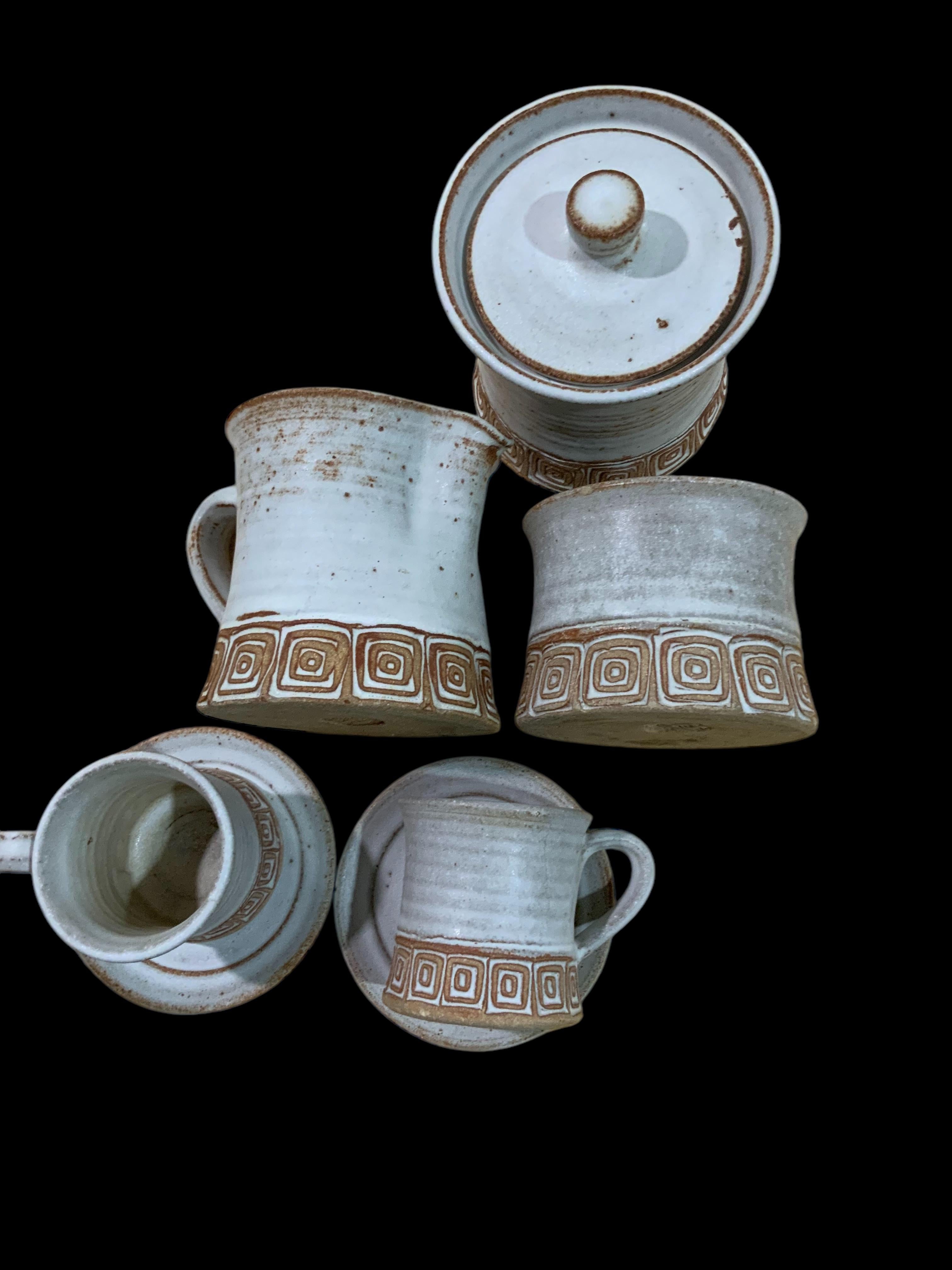 Hal Lasky Juego de café/té de terracota Los Artesanos Puerto Rico Moderno en venta