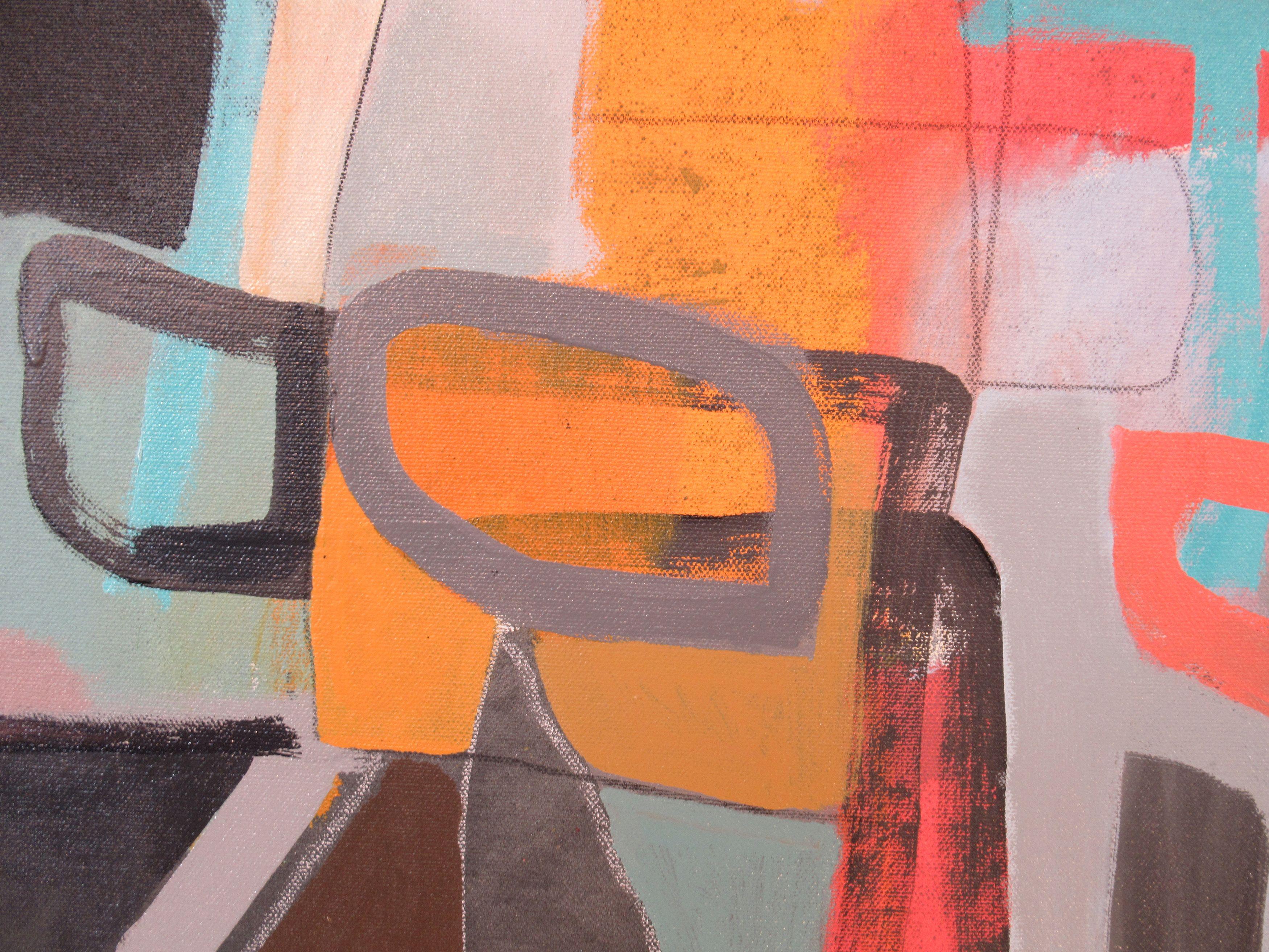 L'auto del clown di Billy, Pittura, Acrilico su tela - Painting Astratto di Hal Mayforth