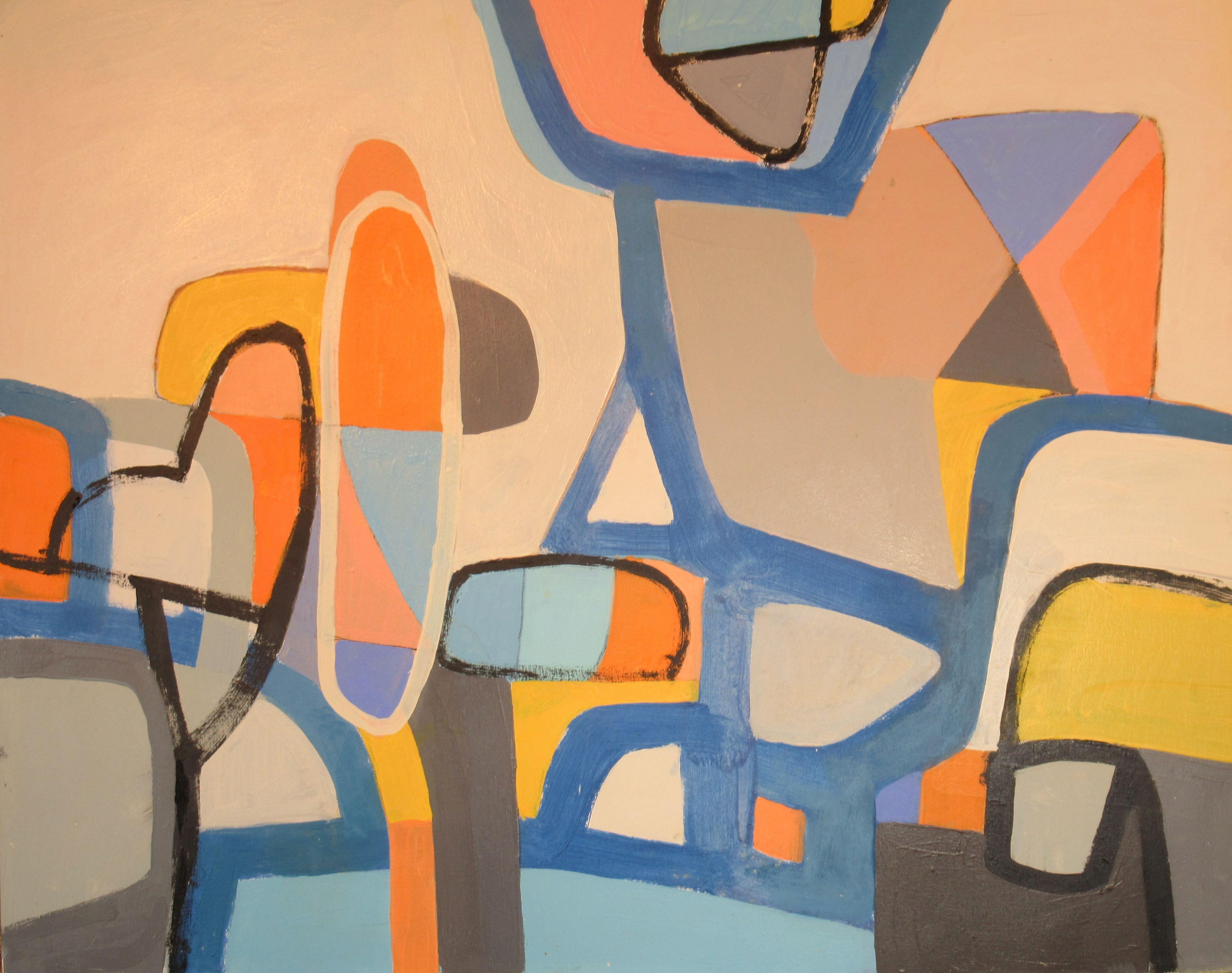 Abstract Painting de Hal Mayforth - Autopista azul, Pintura, Acrílico sobre panel de madera