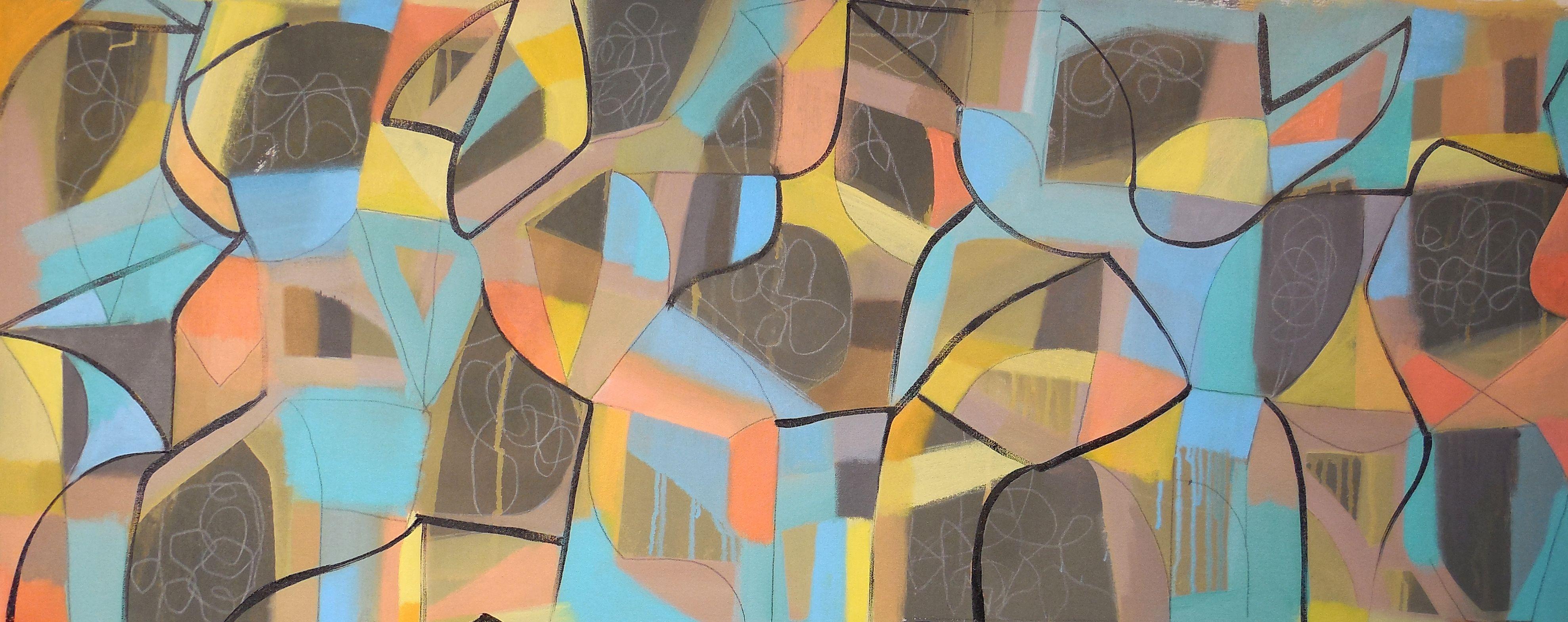 Abstract Painting di Hal Mayforth - Camera blu, Pittura, Acrilico su tela