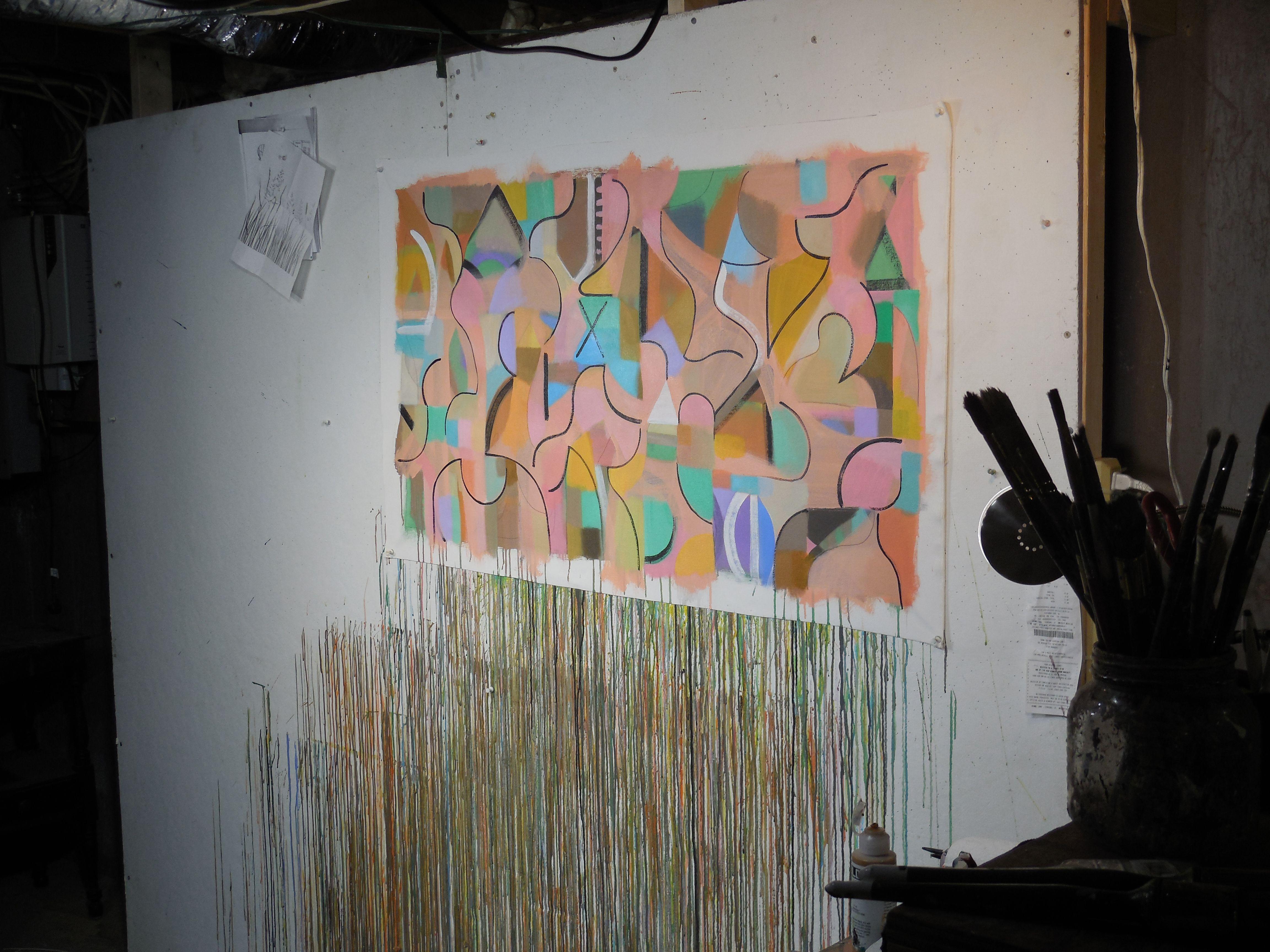 Traffico in centro, Pittura, Acrilico su tela - Painting di Hal Mayforth