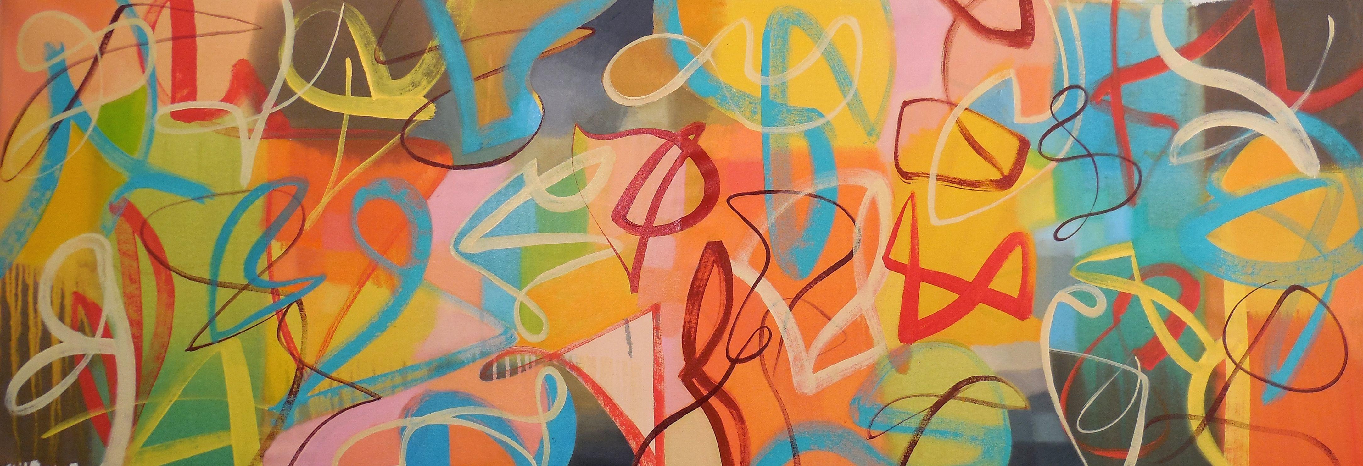 Abstract Painting di Hal Mayforth - Curvet, Pittura, Acrilico su tela