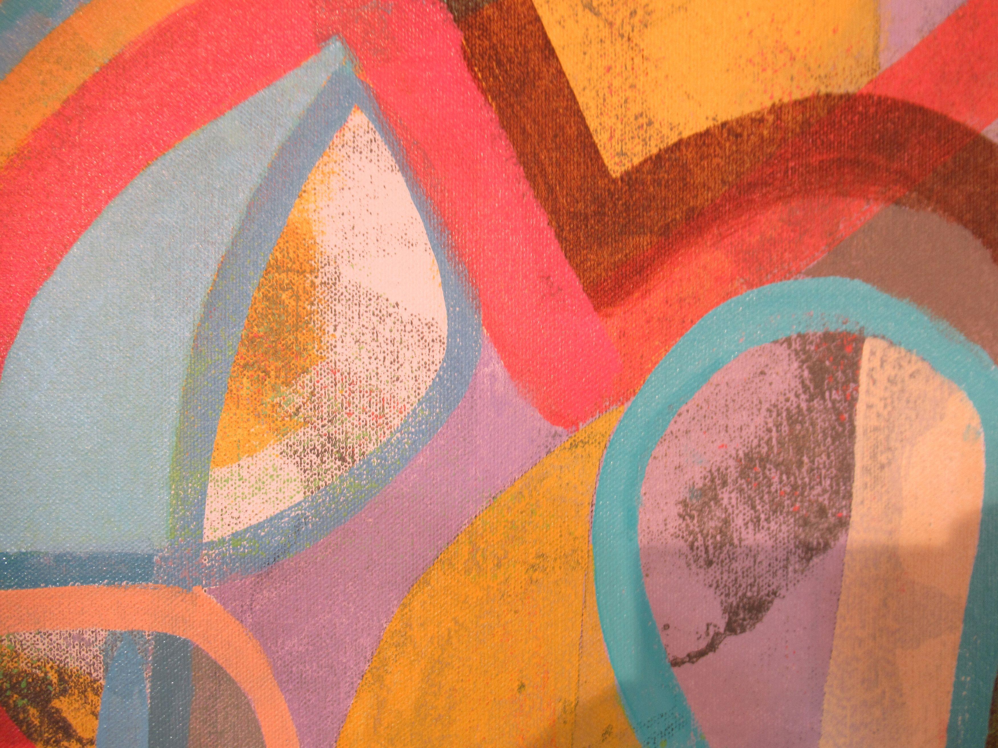 Istruzioni facili da seguire, Pittura, Acrilico su tela - Abstract Painting Arancia di Hal Mayforth