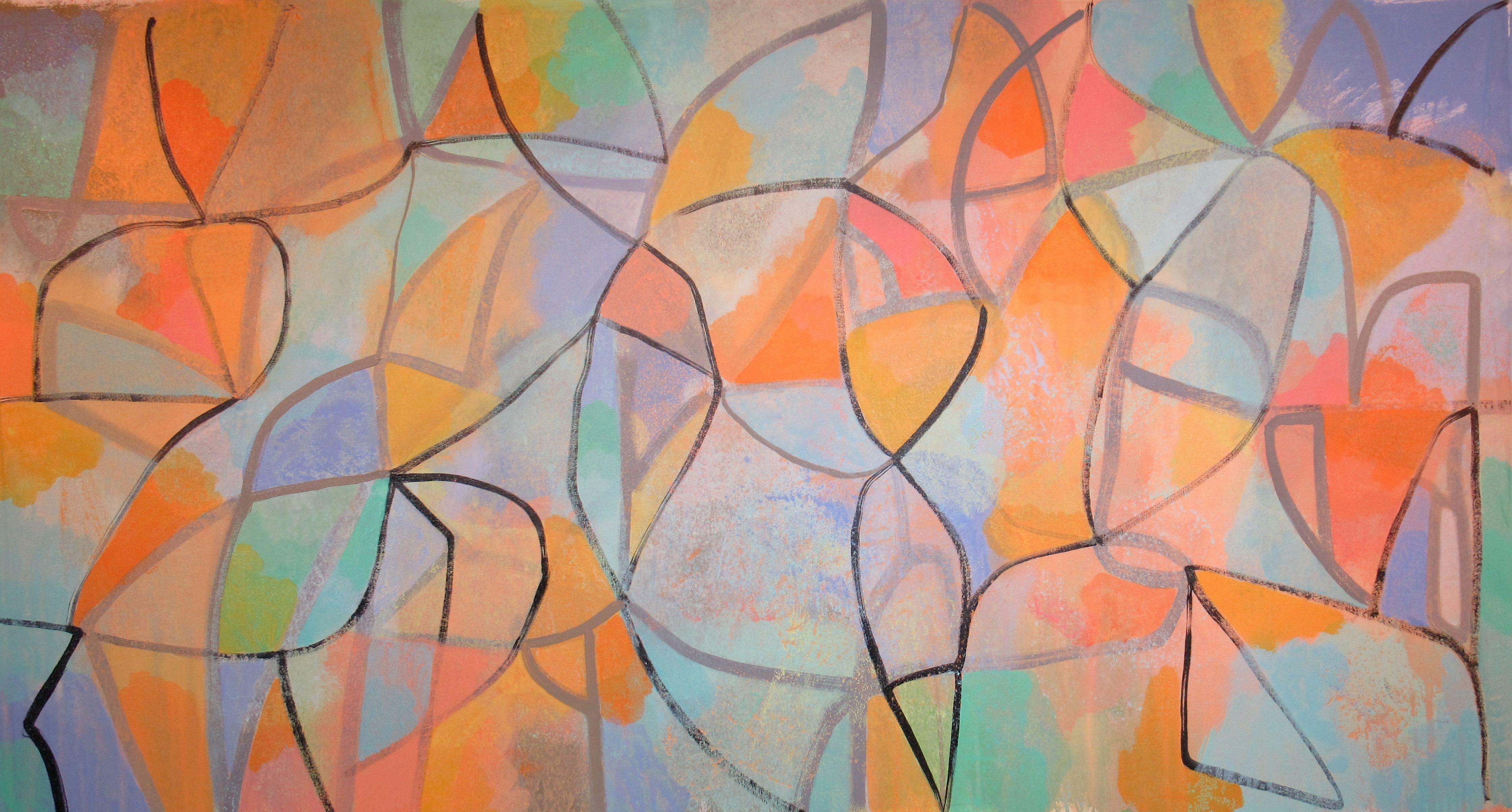 Abstract Painting di Hal Mayforth - Sussurri incerti, Pittura, Acrilico su tela