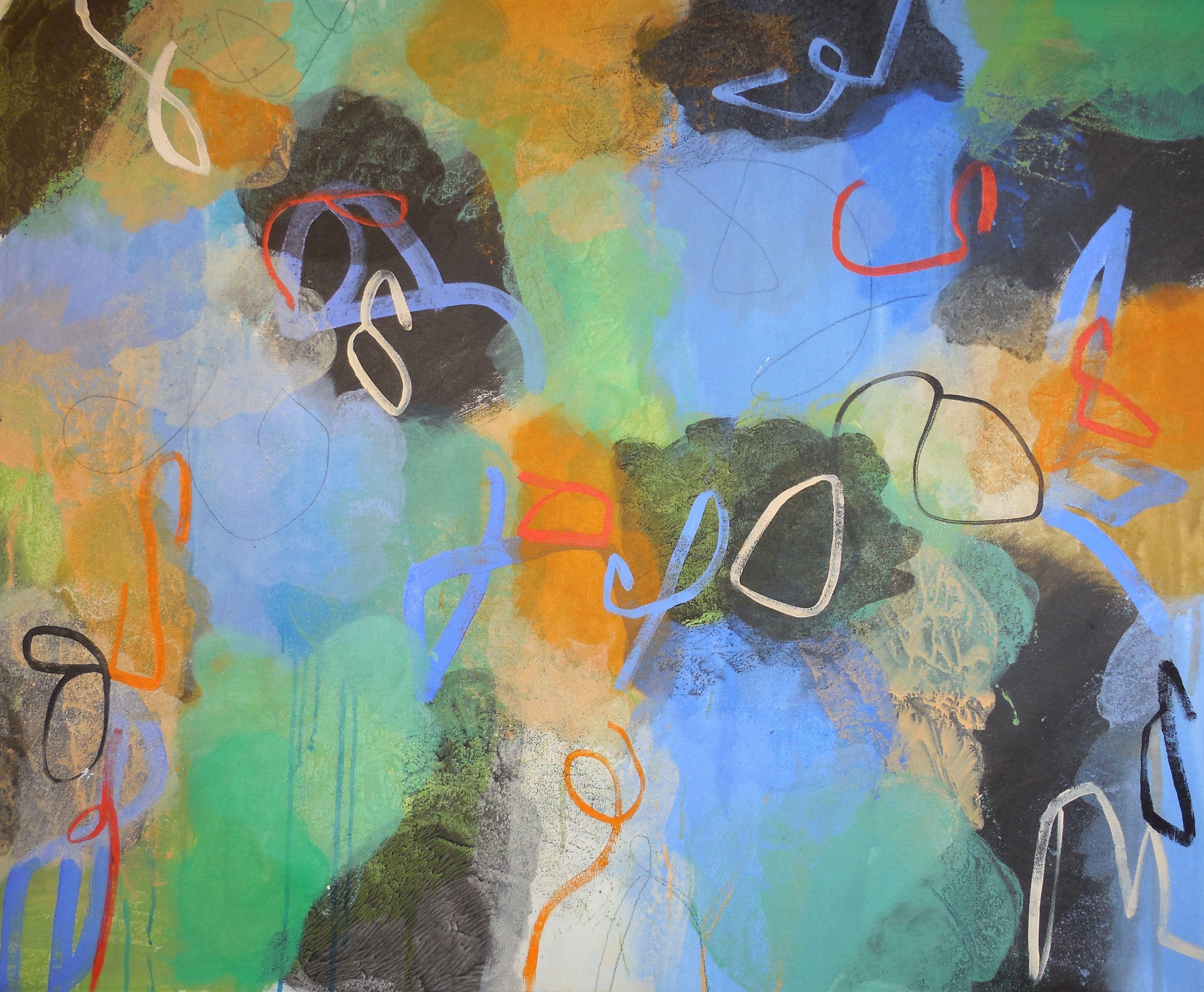 Abstract Painting di Hal Mayforth - Luogo felice, Pittura, Acrilico su tela