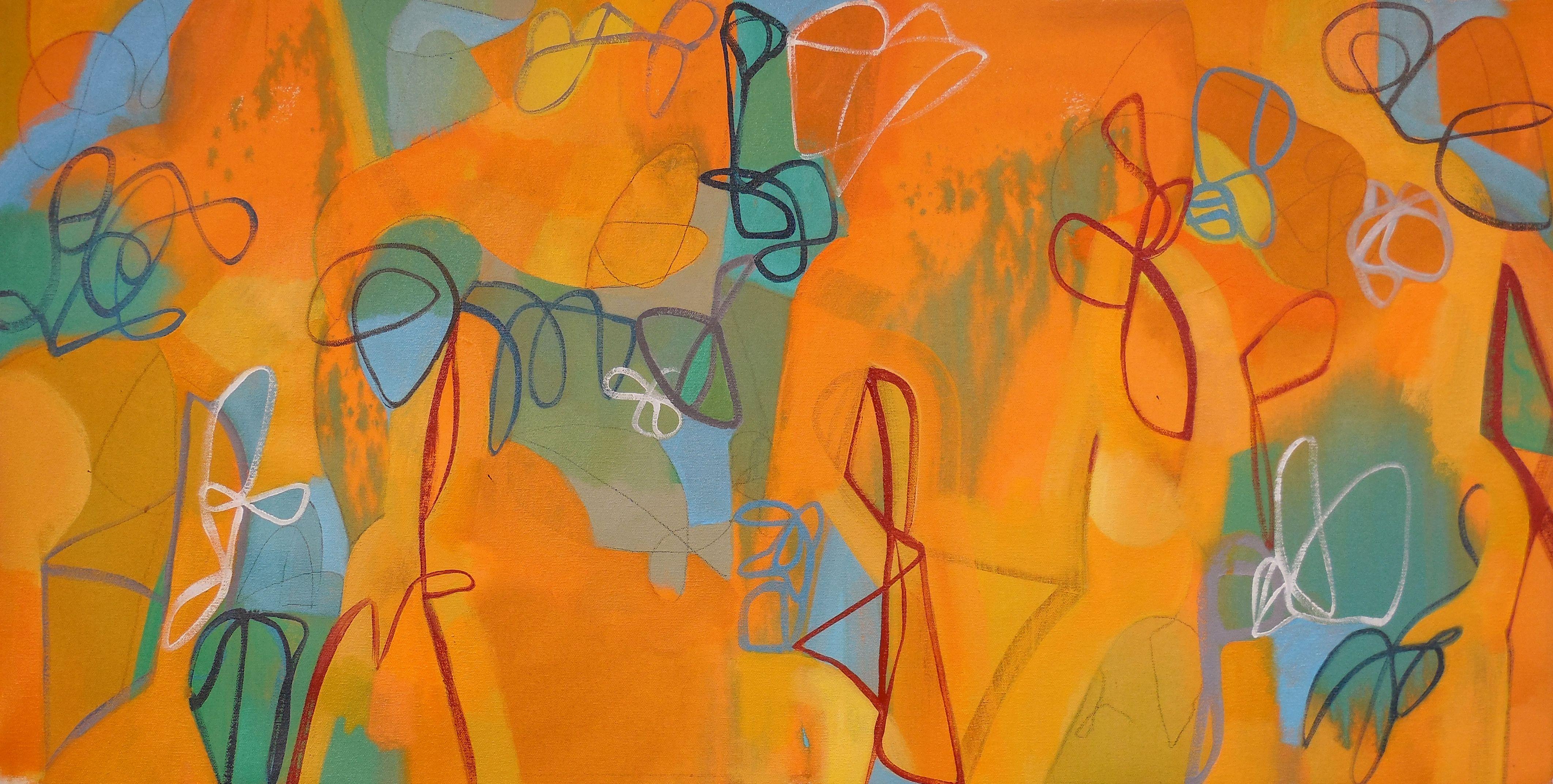Abstract Painting Hal Mayforth - Hot Spot, Peinture, Acrylique sur Toile