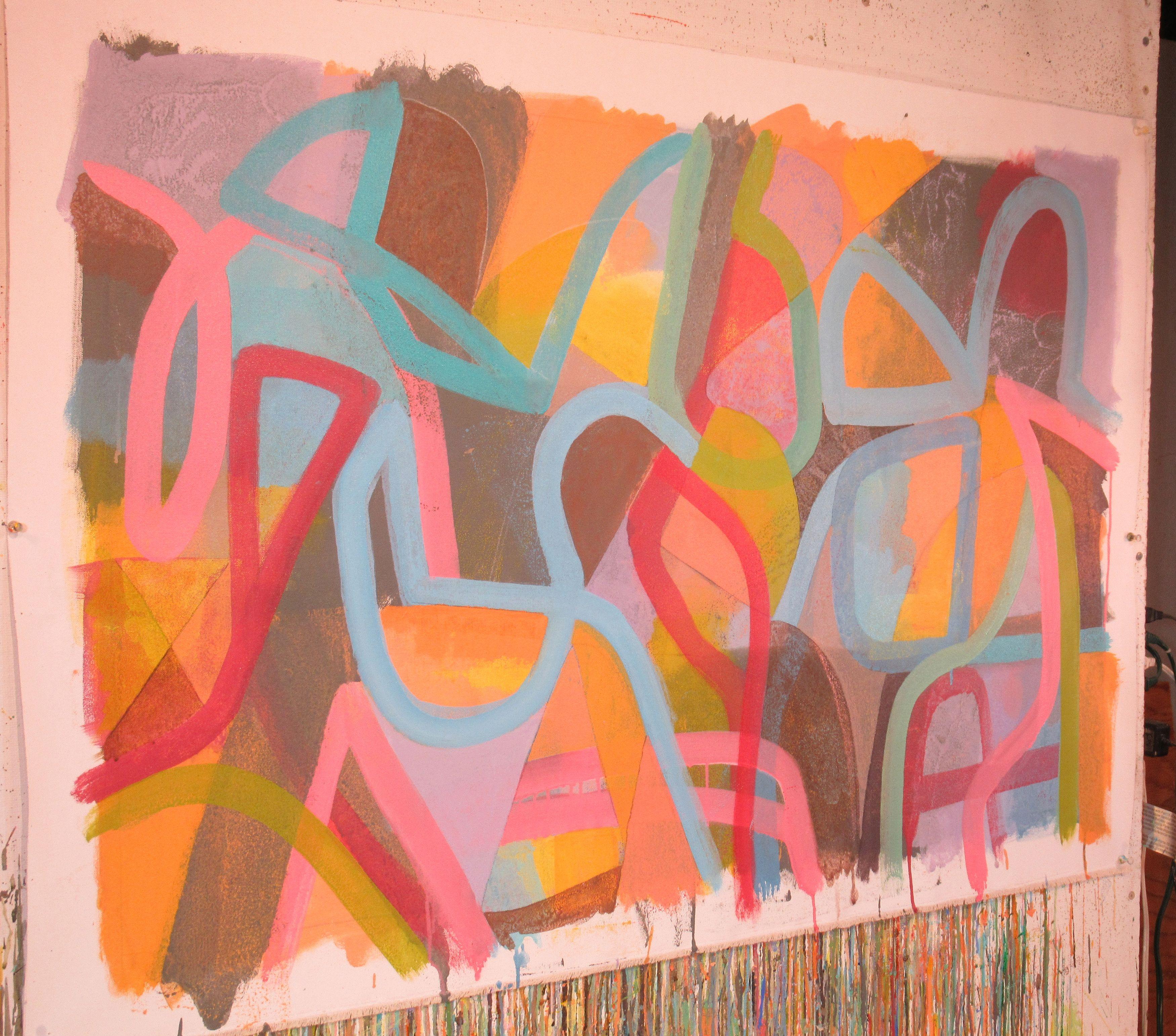Non diciamo che l'abbiamo fatto, Pittura, Acrilico su tela - Abstract Painting Rosa di Hal Mayforth