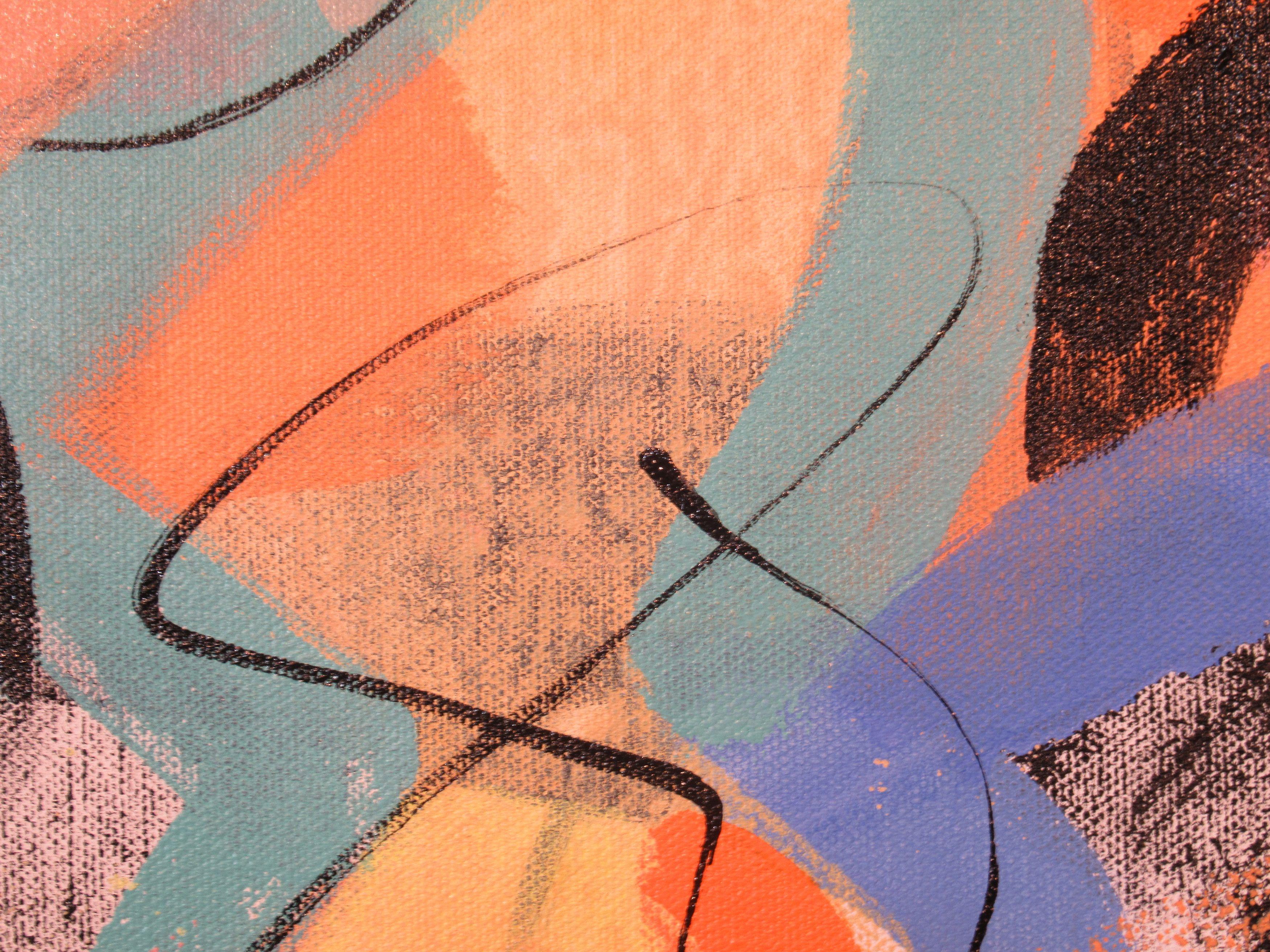 Lonesome Whistle, Painting, Acrylic on Canvas - Brown Abstract Painting by Hal Mayforth