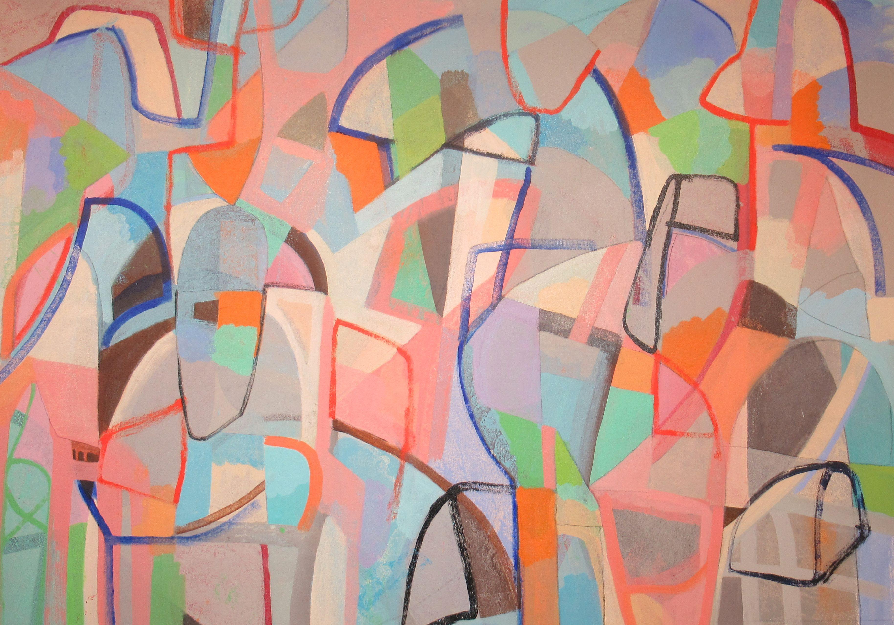 Abstract Painting Hal Mayforth - Looky Here, peinture, acrylique sur toile