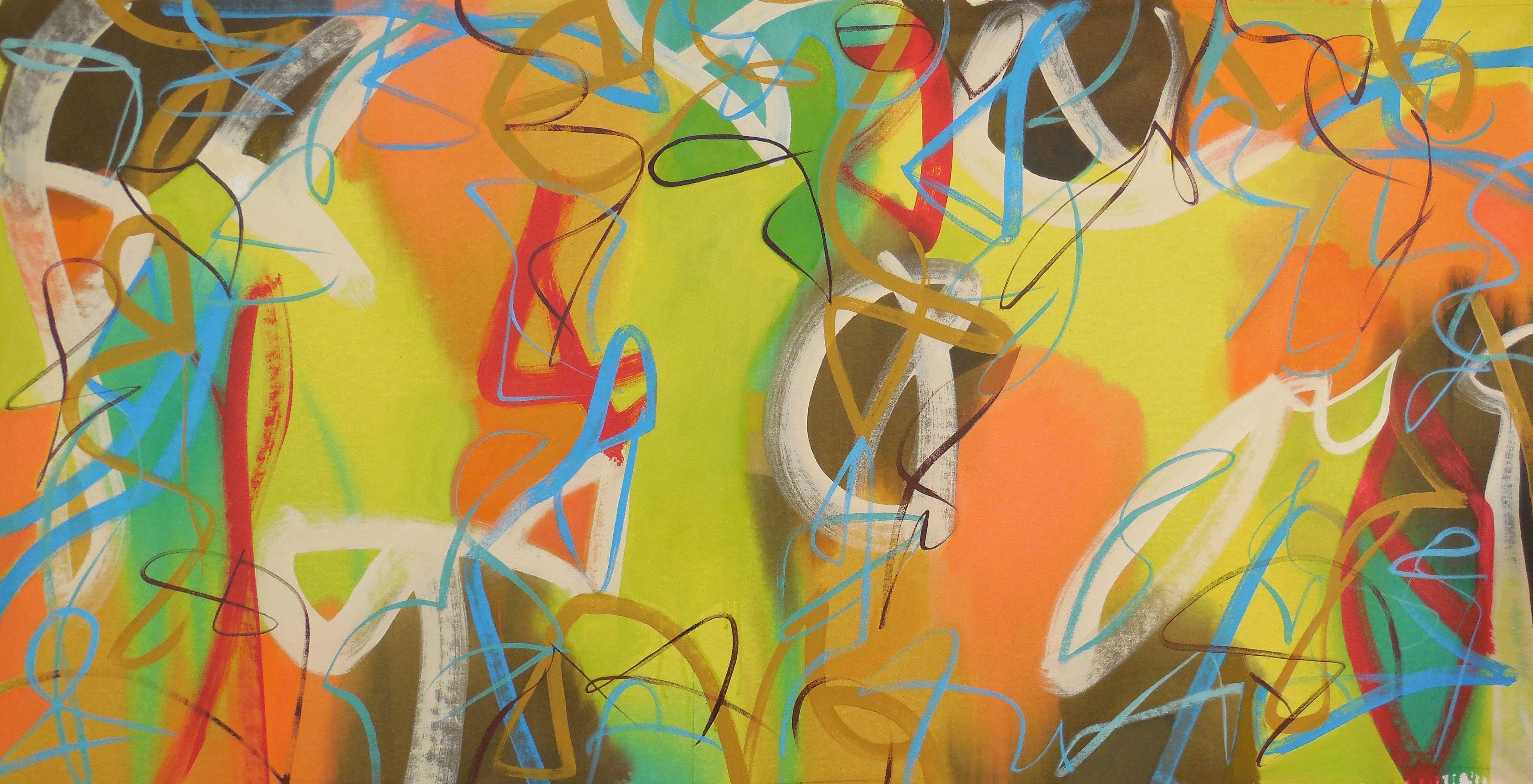 Hal Mayforth Abstract Painting - Mango, Painting, Acrylic on Canvas