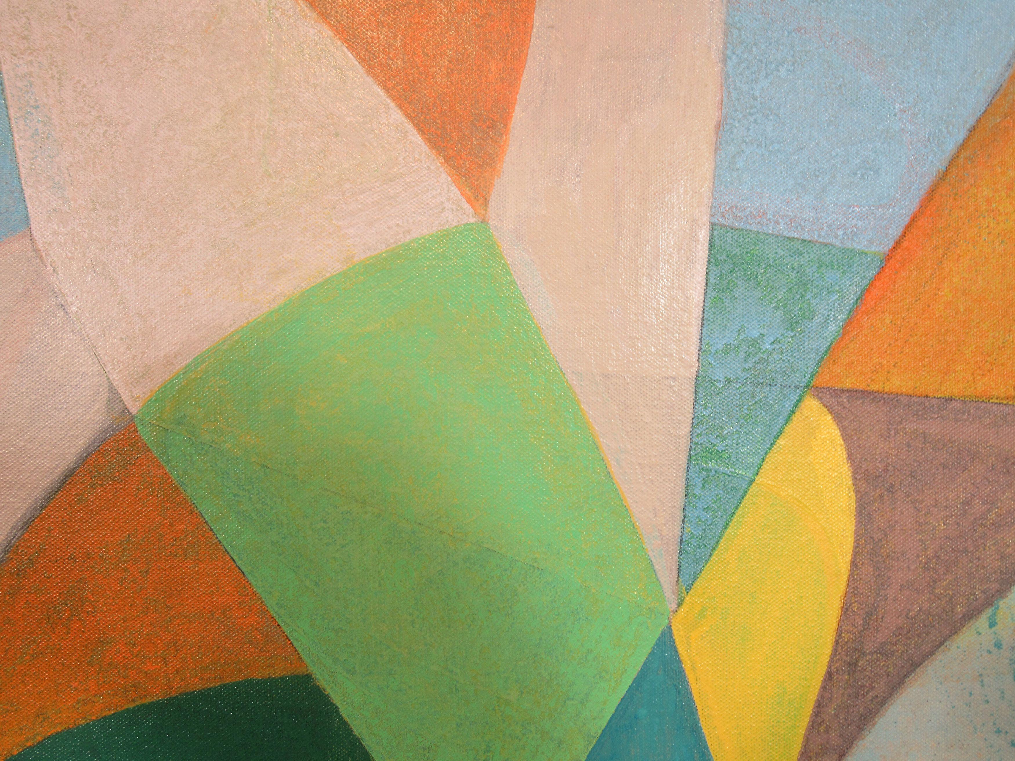 Villa sulla collina, Pittura, Acrilico su tela - Painting Astratto di Hal Mayforth