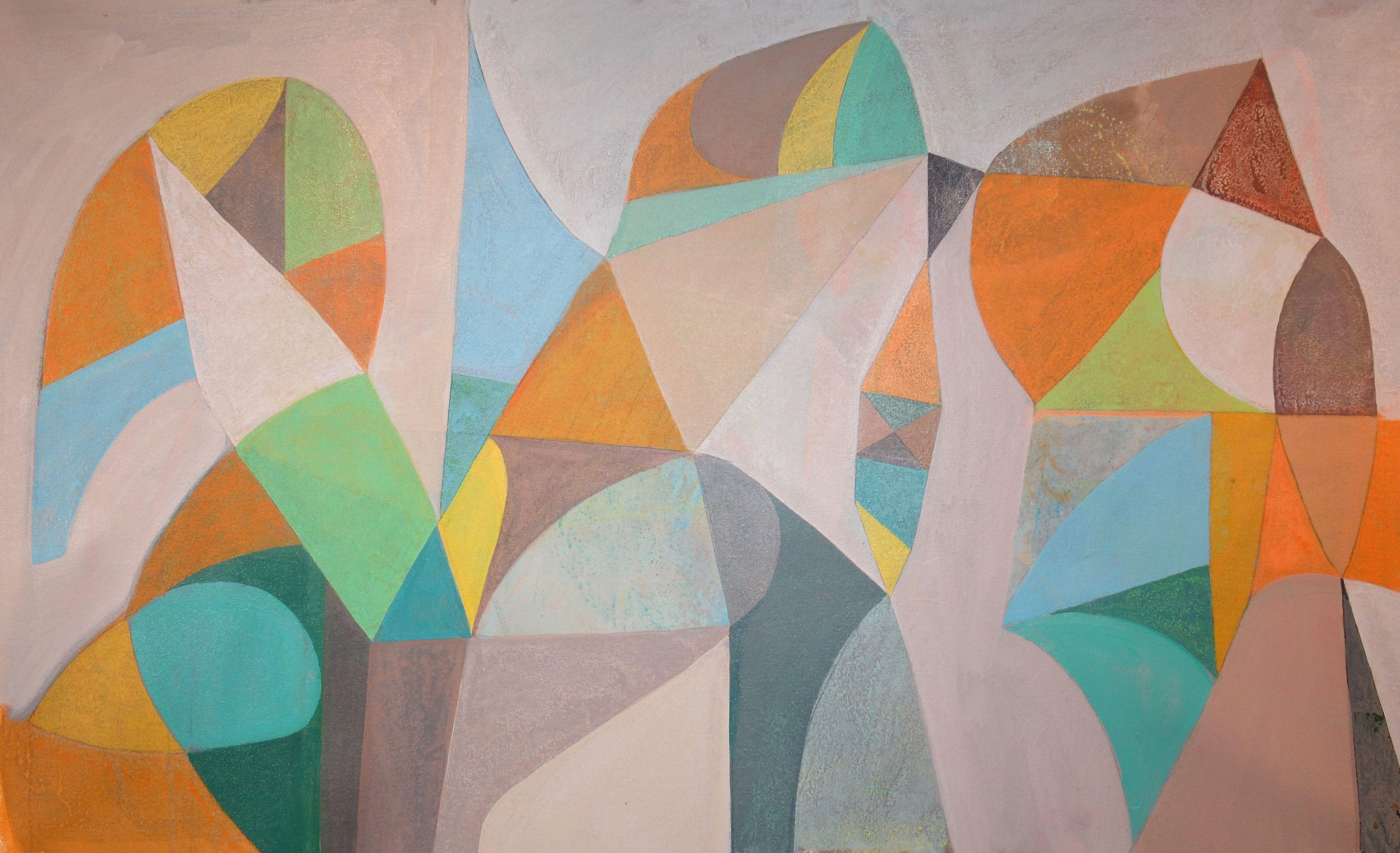 Abstract Painting di Hal Mayforth - Villa sulla collina, Pittura, Acrilico su tela