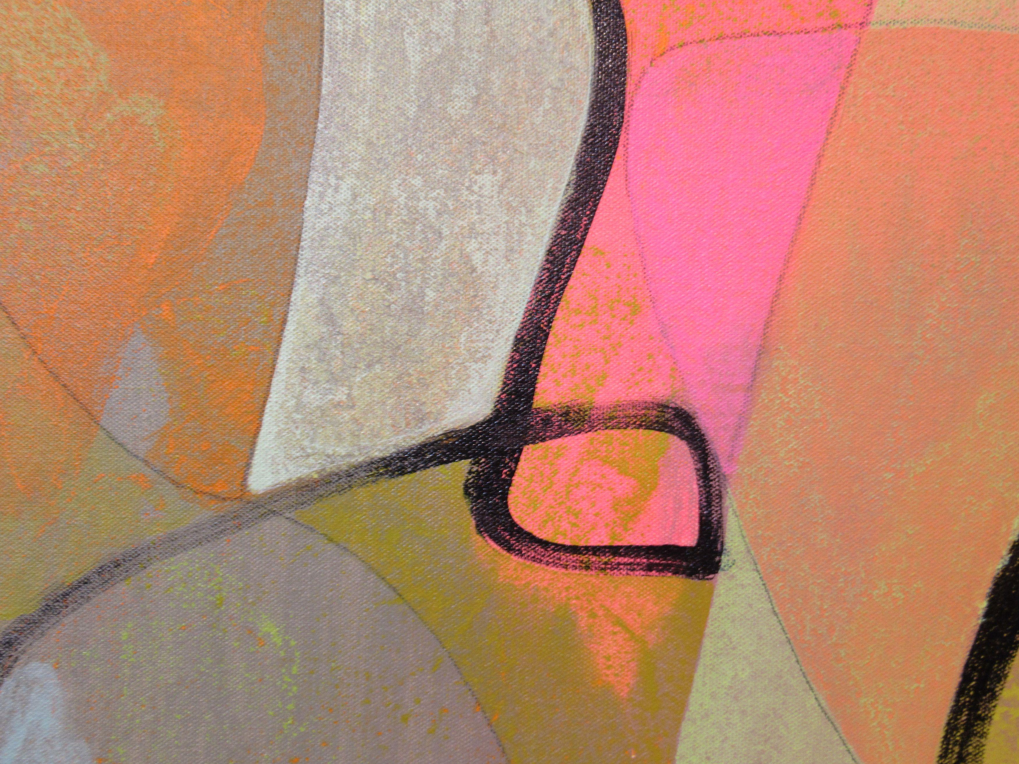 No Fair Peeking, Pittura, Acrilico su tela - Abstract Painting Marrone di Hal Mayforth