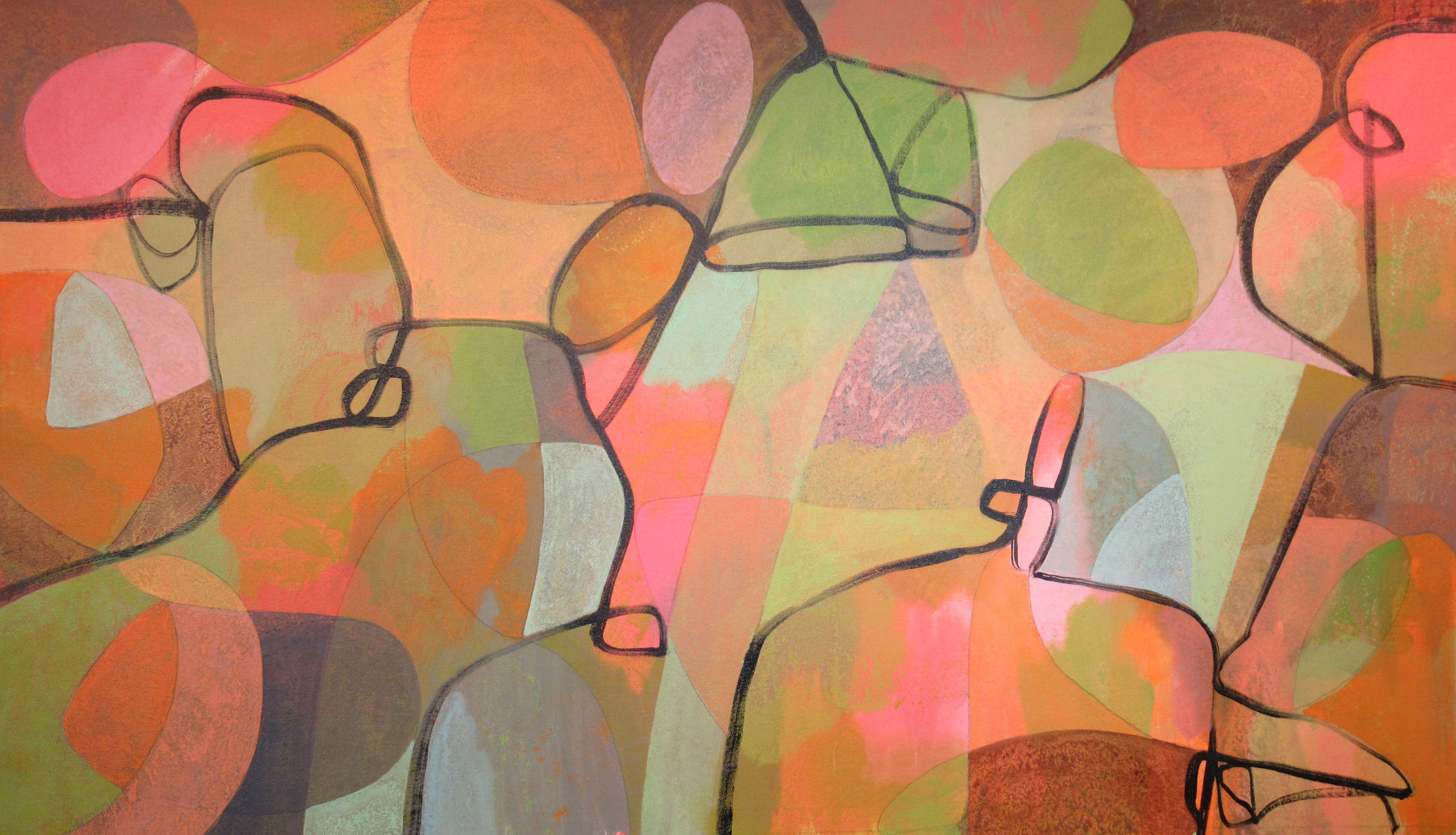 Abstract Painting di Hal Mayforth - No Fair Peeking, Pittura, Acrilico su tela