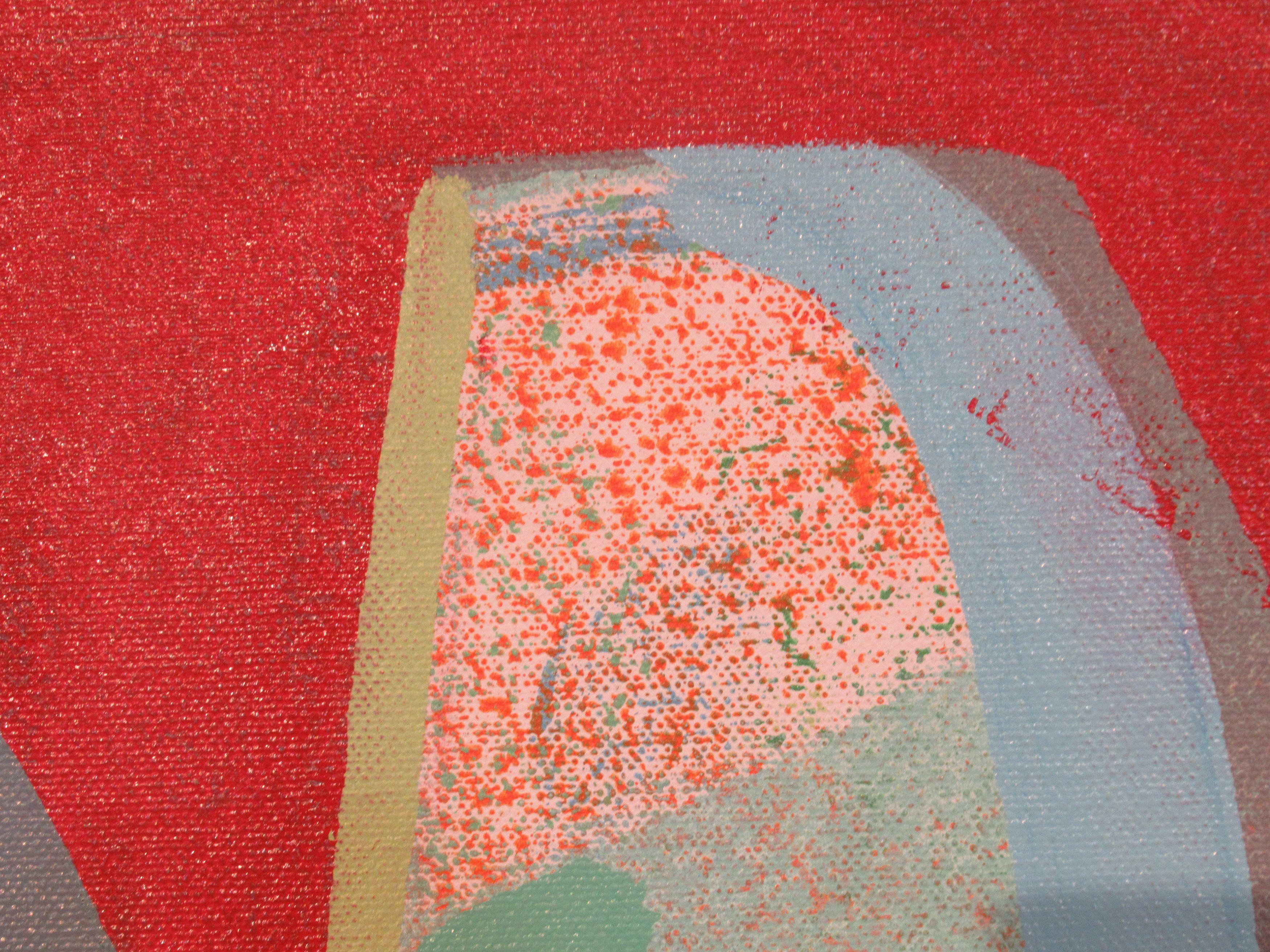 Now Is Not the Time, Painting, Acrylic on Canvas - Orange Abstract Painting by Hal Mayforth