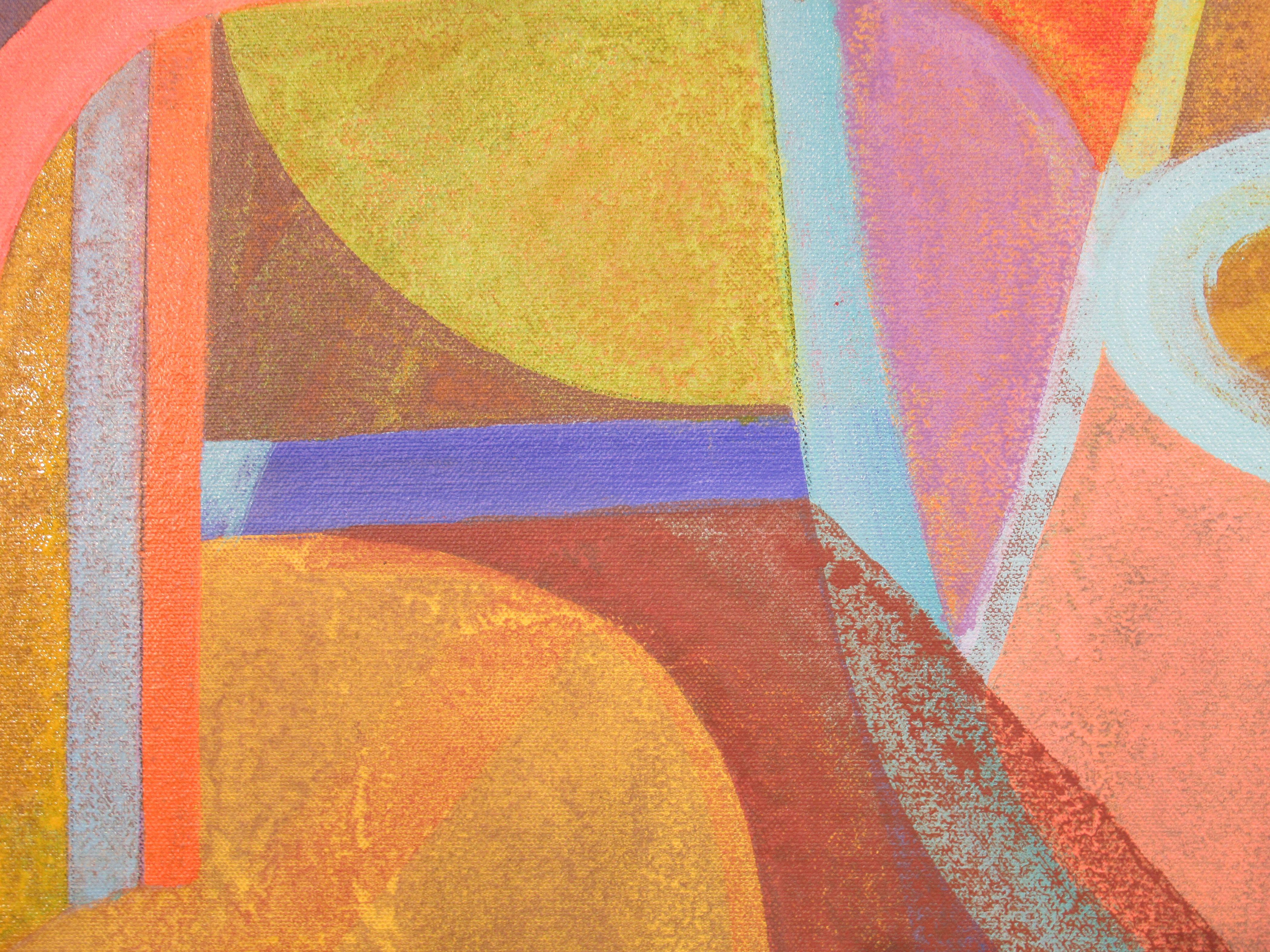 Postal de Easy Street, Pintura, Acrílico sobre lienzo - Abstract Painting Marrón de Hal Mayforth