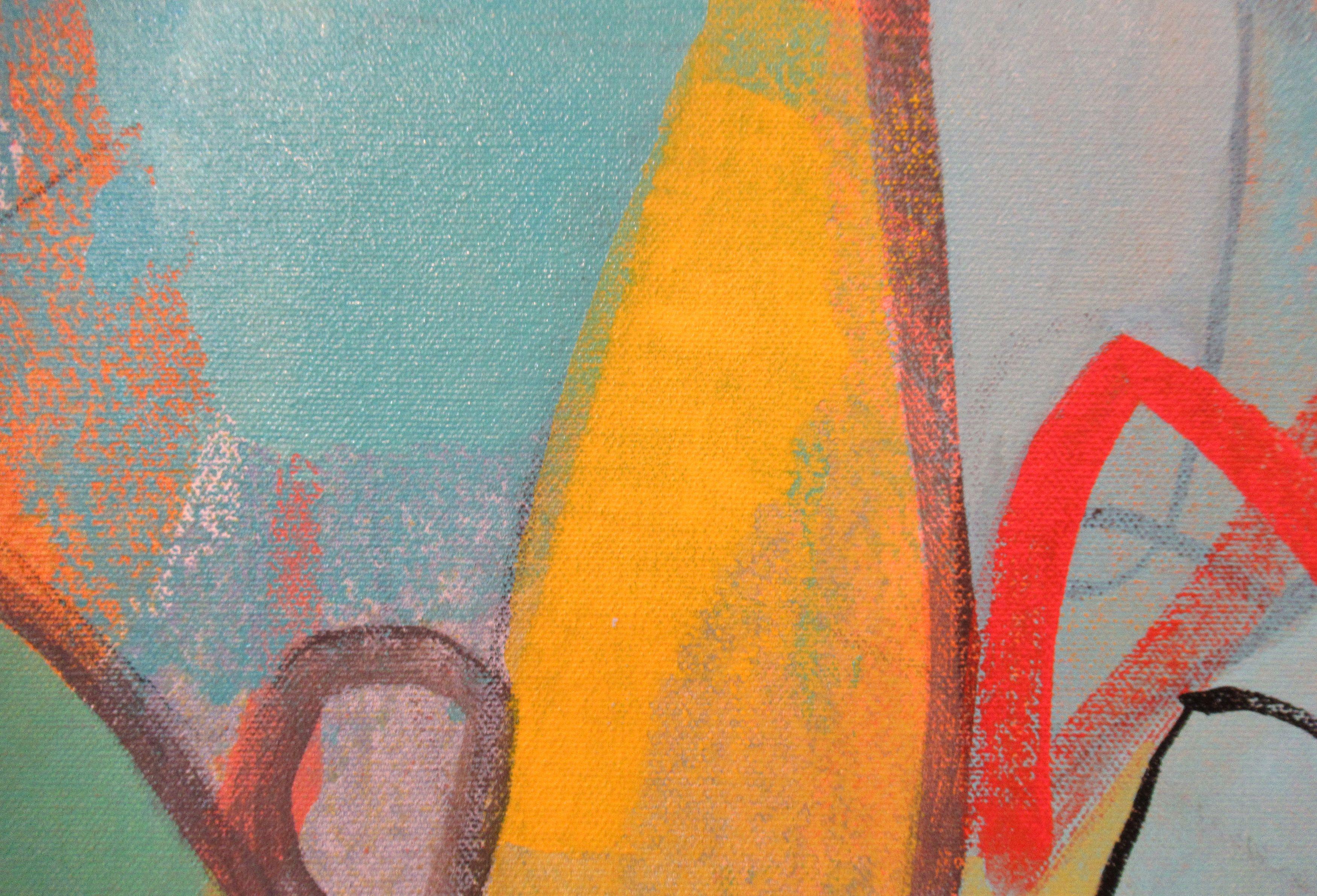 Questions posées et non répondues, peinture, acrylique sur toile - Marron Abstract Painting par Hal Mayforth