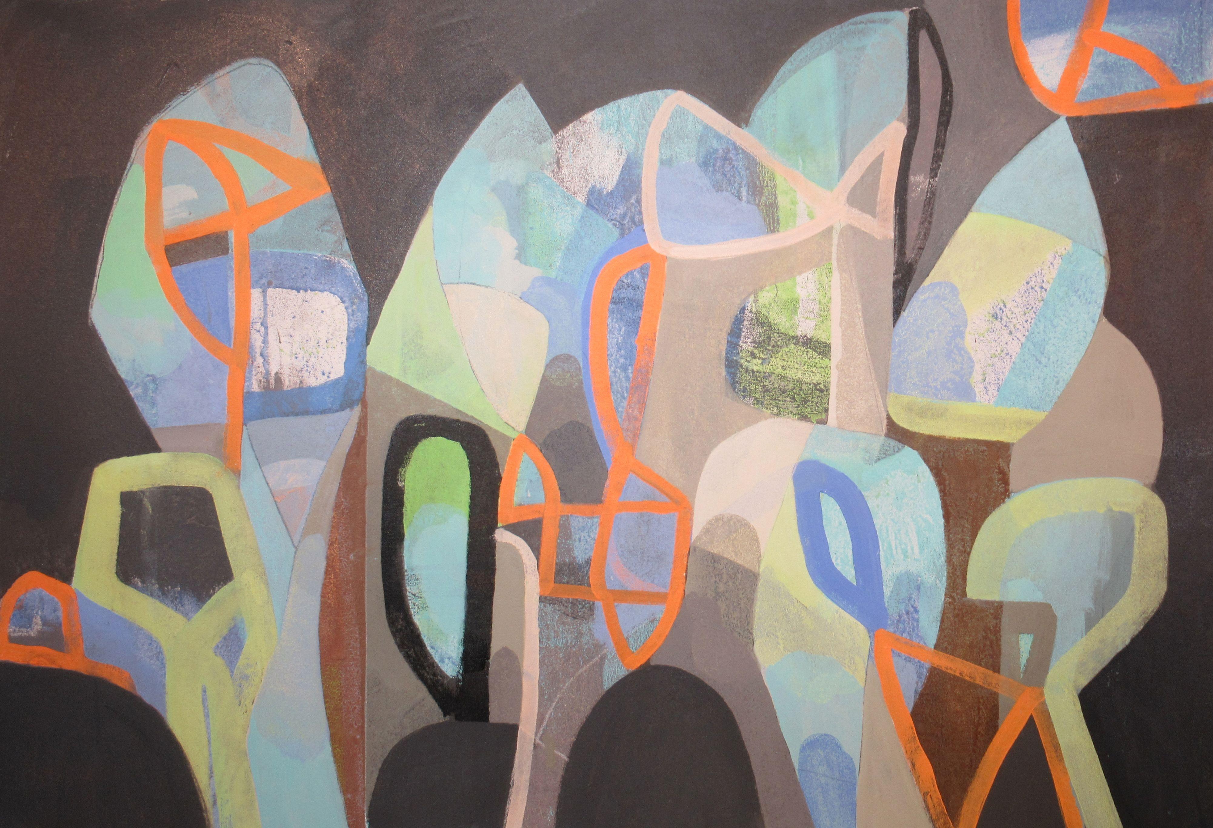 Hal Mayforth Abstract Painting – Der Blick aus meinem U-Boot, Gemälde, Acryl auf Leinwand