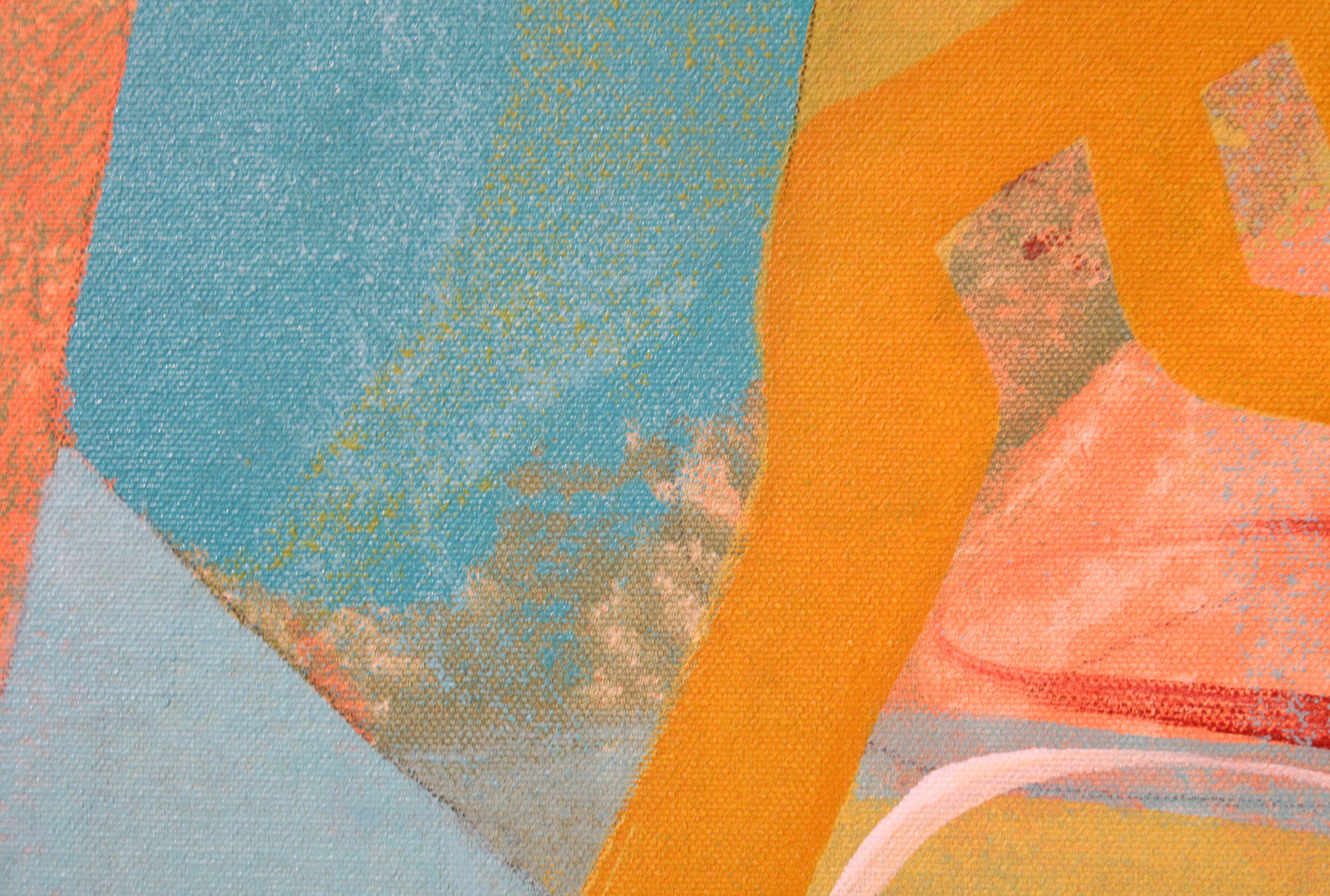 There's a Pelican in my Soup, Painting, Acrylic on Canvas - Brown Abstract Painting by Hal Mayforth