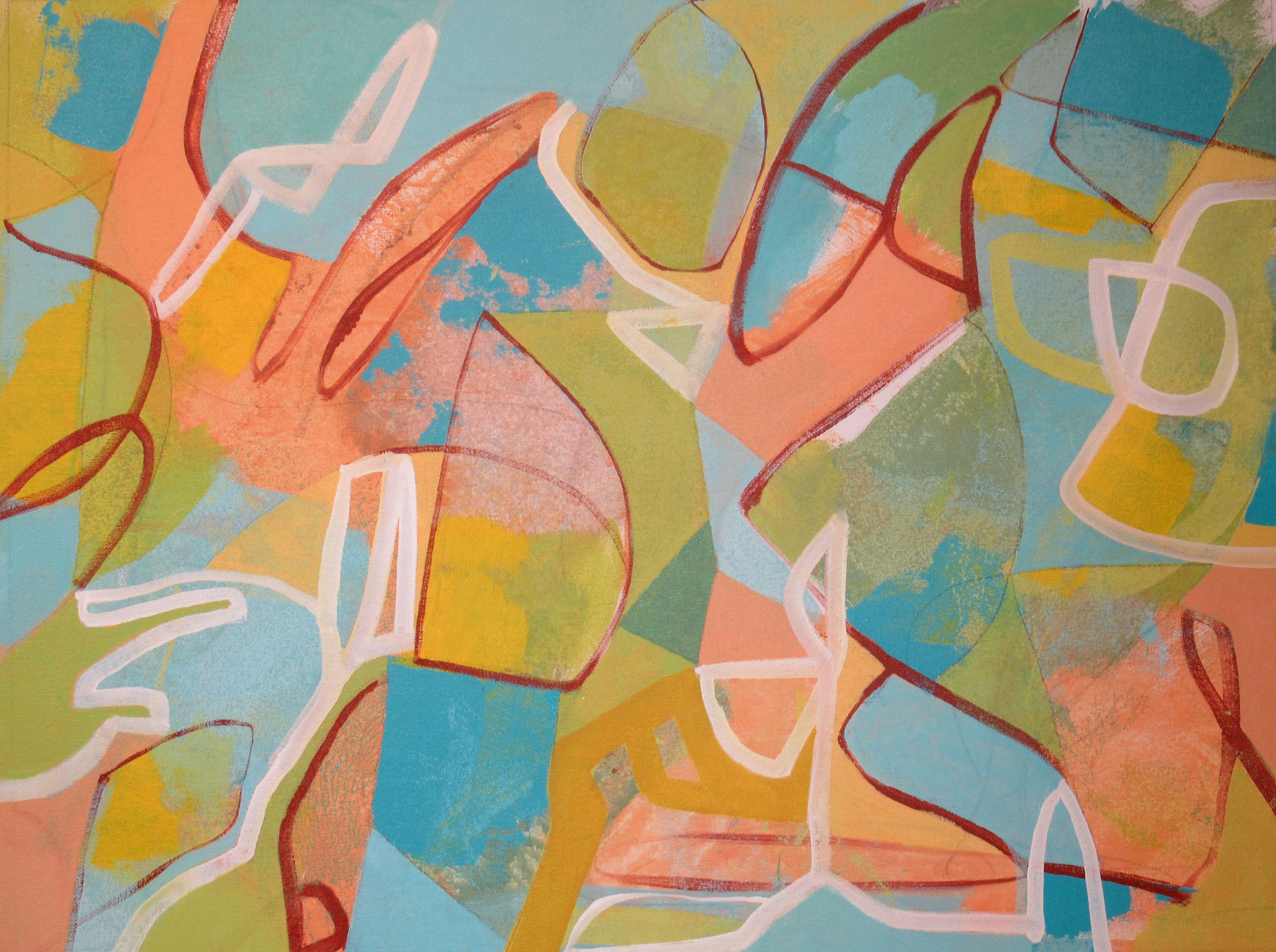 Hal Mayforth Abstract Painting - There's a Pelican in my Soup, Painting, Acrylic on Canvas