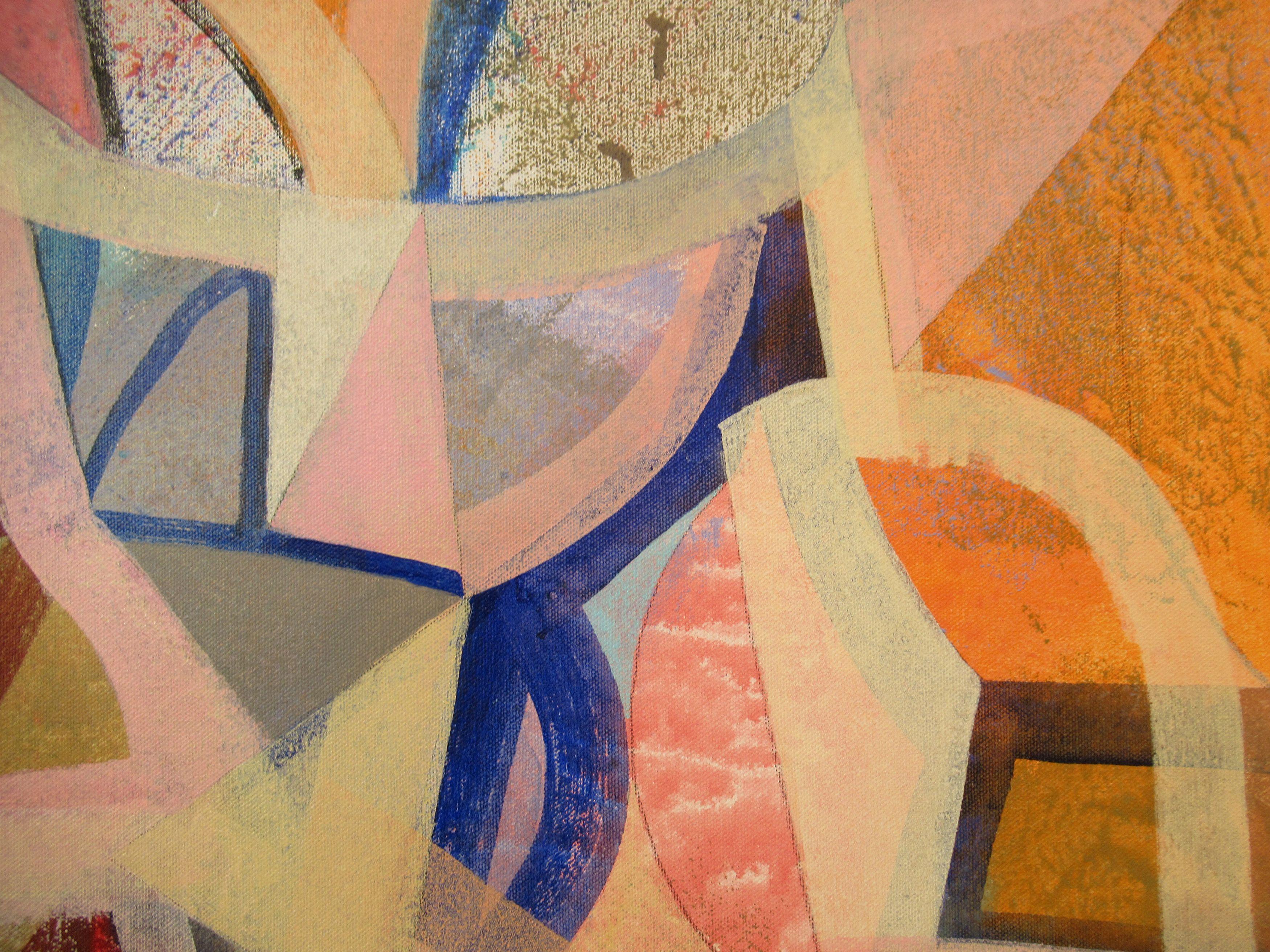 Una composizione colorata e complessa con molti passaggi interessanti di linee e texture. La sottopittura emerge e scompare. Secondo questa lista, c'è molto da fare. :: Pittura :: Astratta :: Questo pezzo viene fornito con un certificato ufficiale