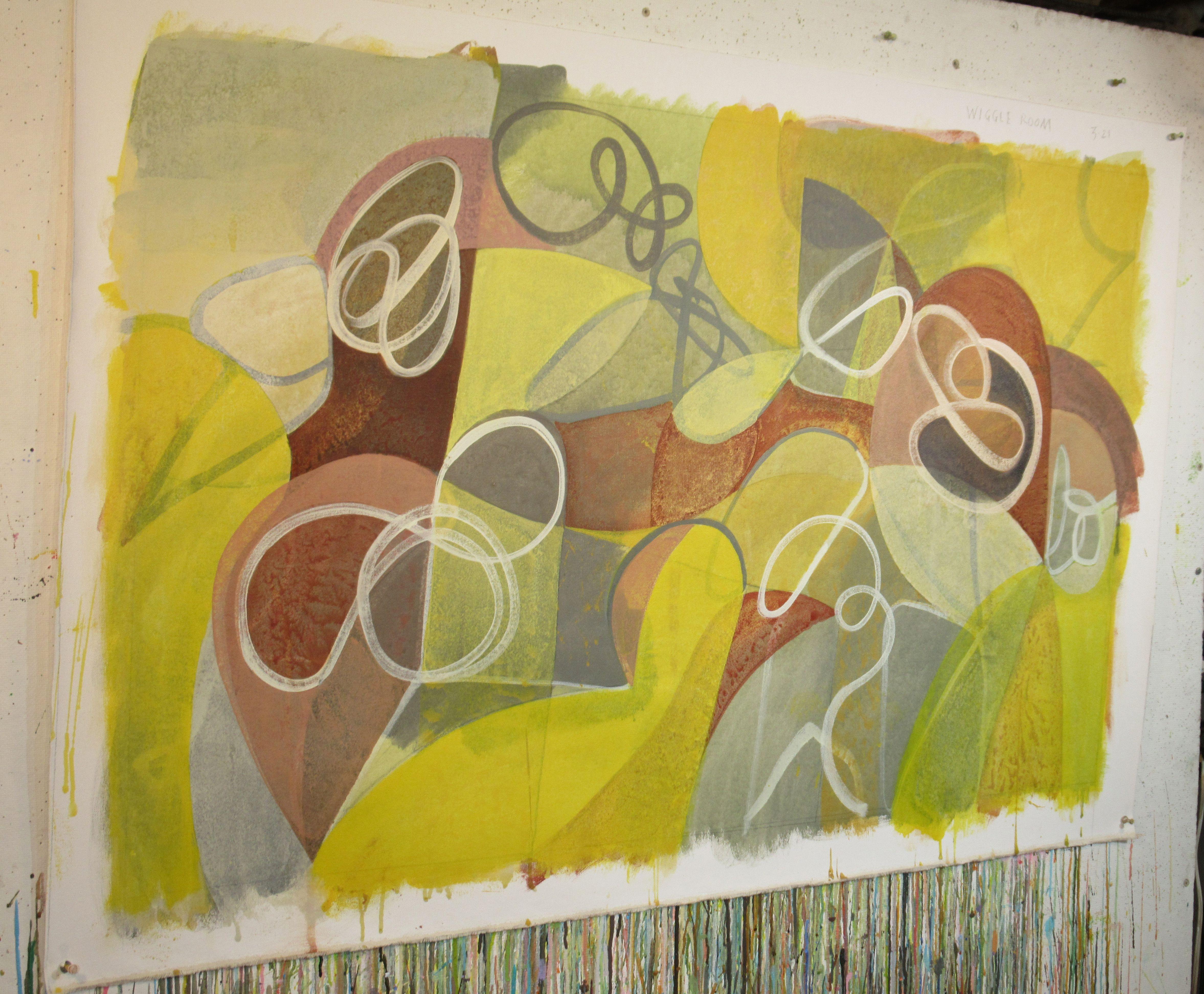 Wiggle Room, Pittura, Acrilico su tela - Abstract Painting Marrone di Hal Mayforth