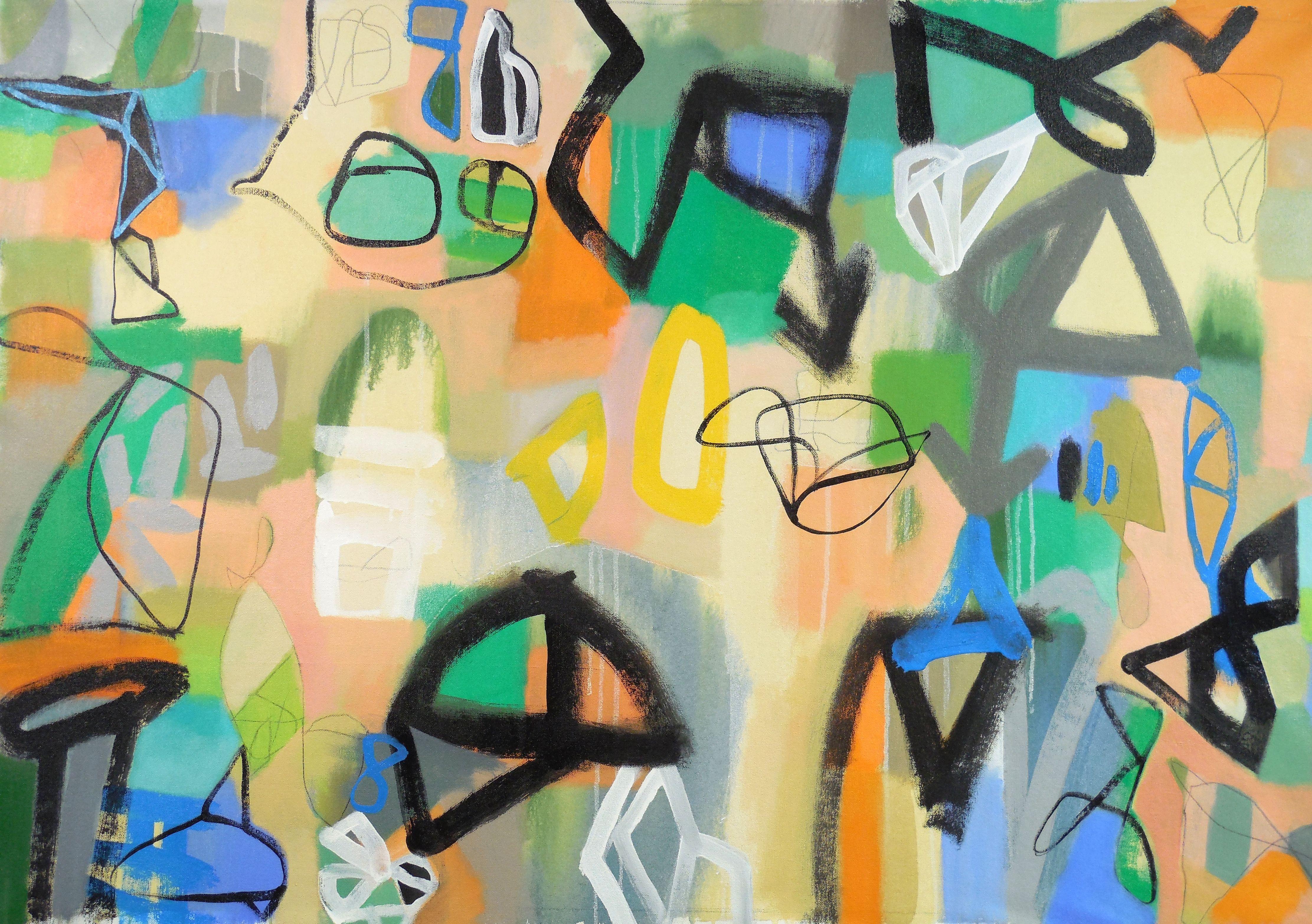 Abstract Painting di Hal Mayforth - Willy Nilly, Pittura, Acrilico su tela