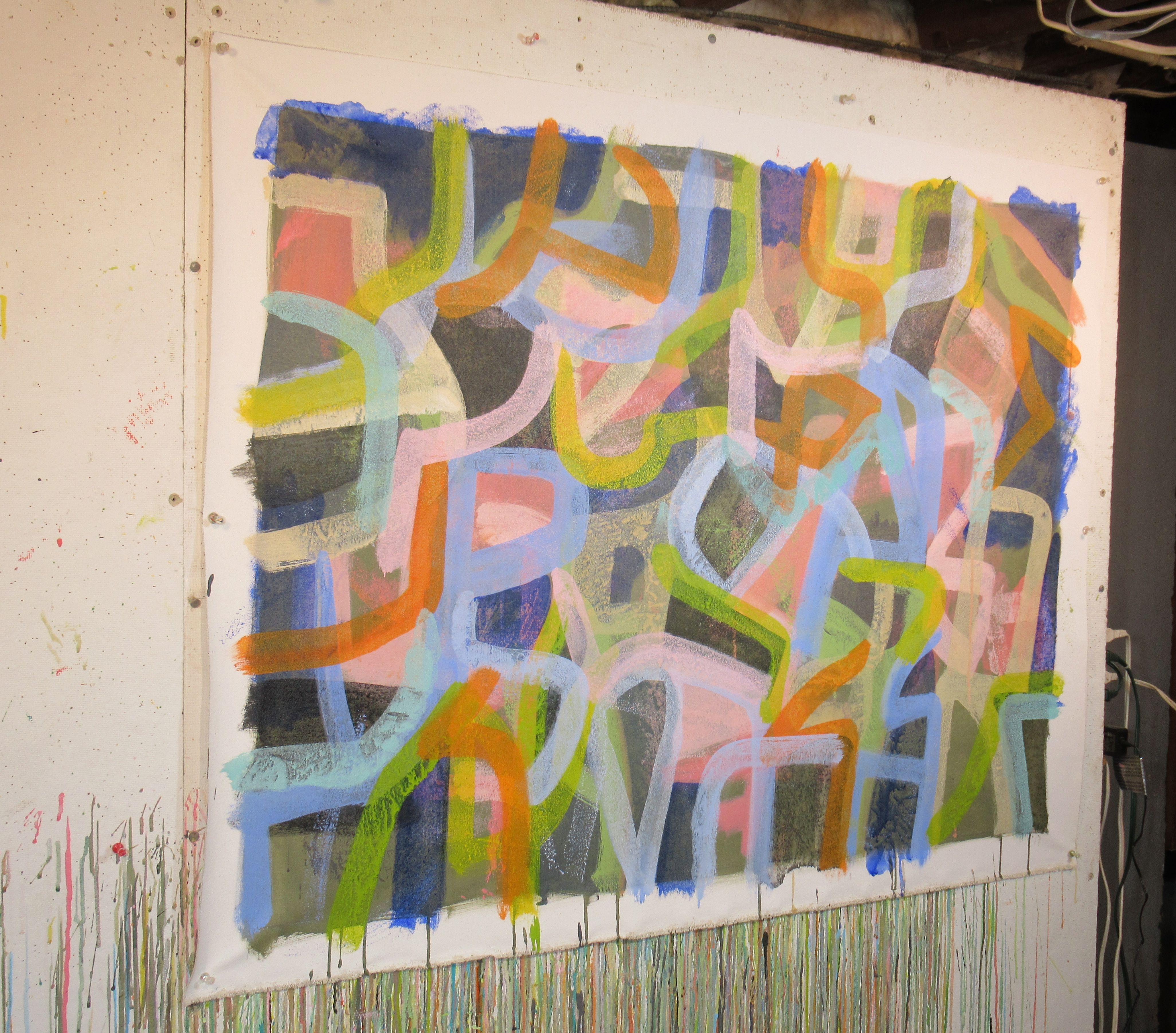 Wormy, Pittura, Acrilico su tela - Painting di Hal Mayforth