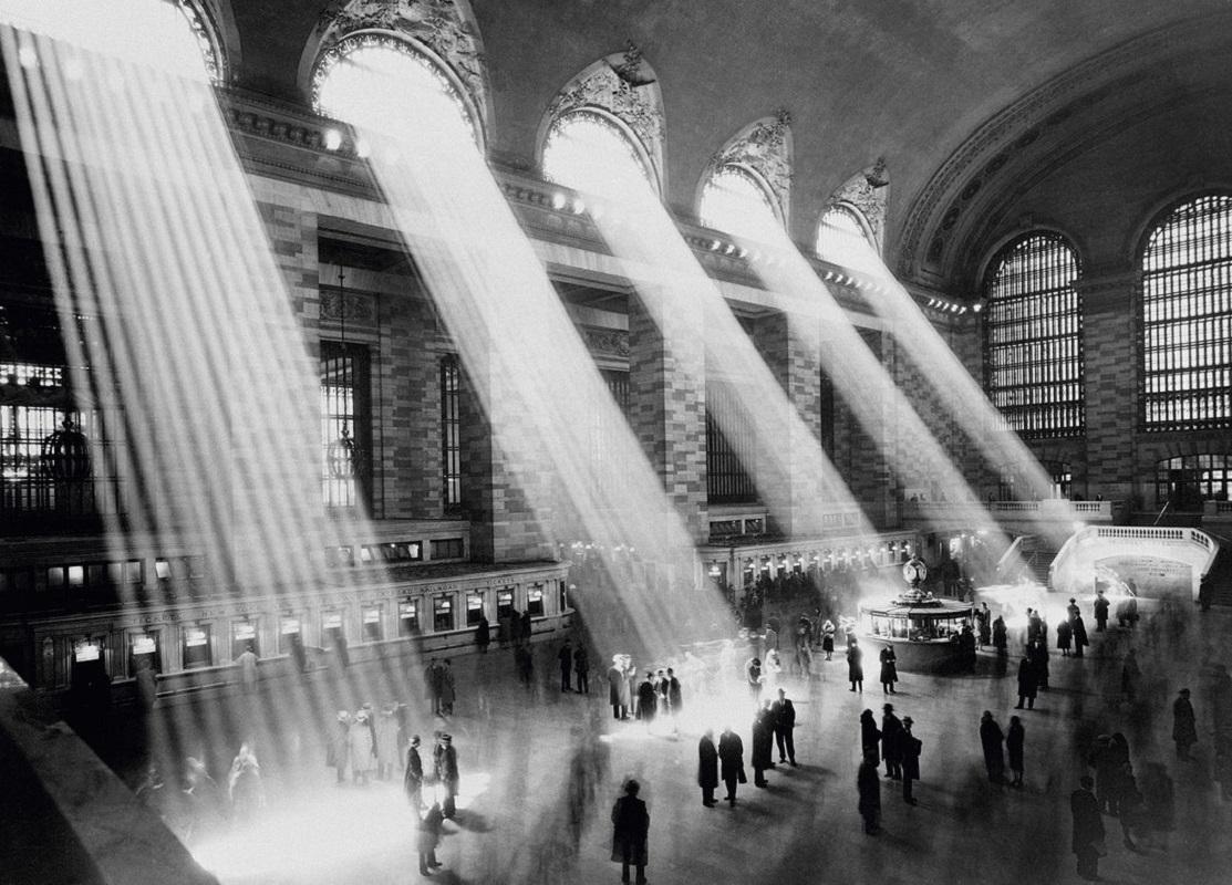 Hal Morey/Getty Images Black and White Photograph - "Sun Beams Into Grand Central Station" by Hal Morey