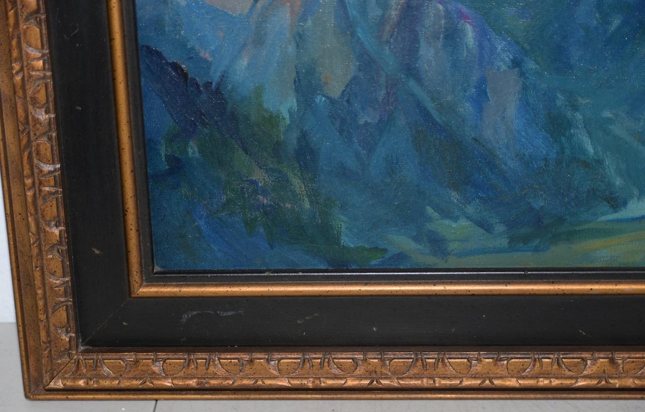 American Hal Reed Western Mountain Landscape Oil Painting, circa 1950