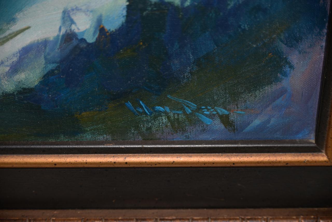 Hal Reed Western Mountain Landscape Oil Painting, circa 1950 In Good Condition In San Francisco, CA