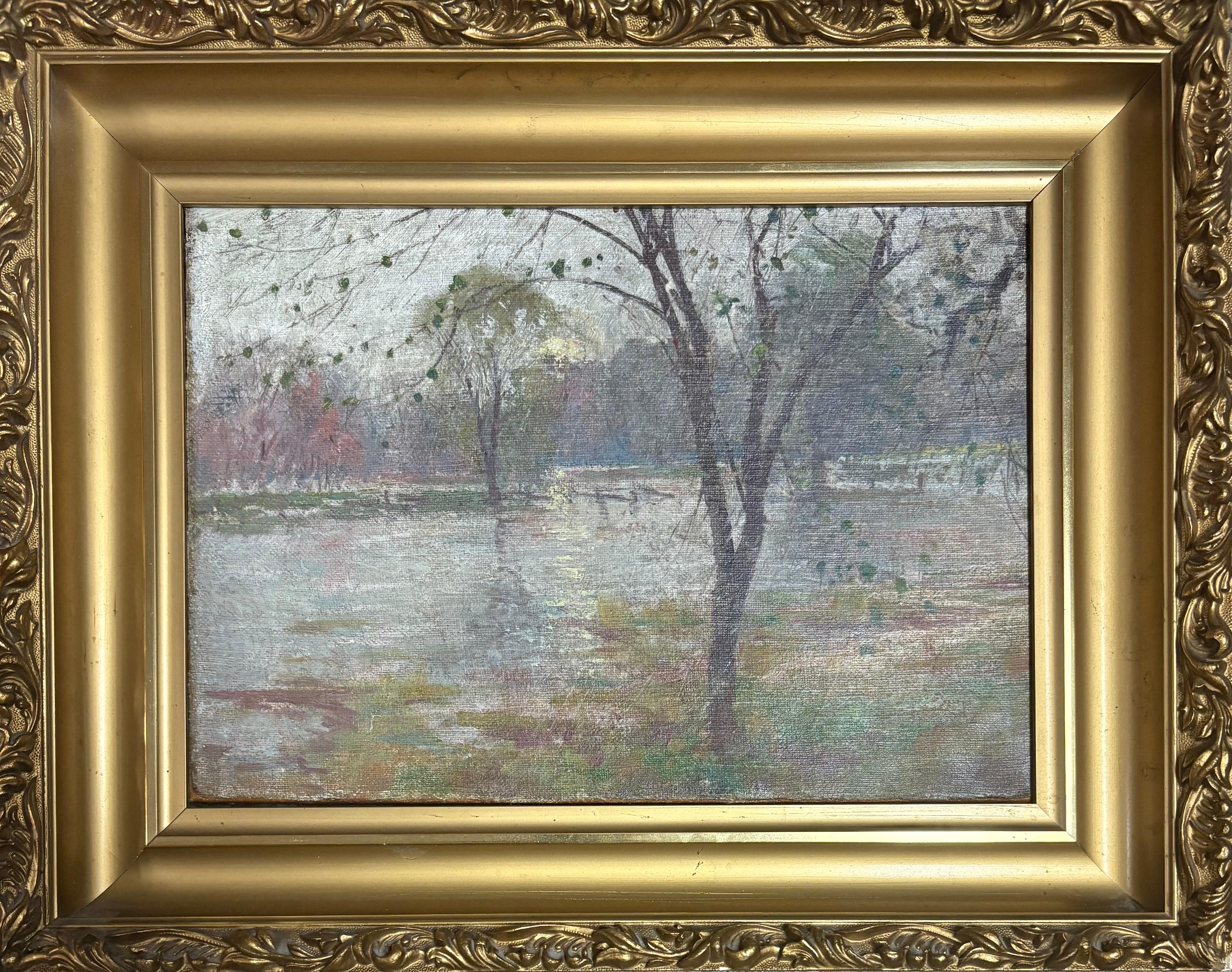 Springtime am Saco River – Painting von Hal Robinson