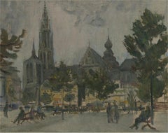 Hal Woolf (1902-1964) – Ölgemälde, Afternoon in the Park, Mitte des 20. Jahrhunderts