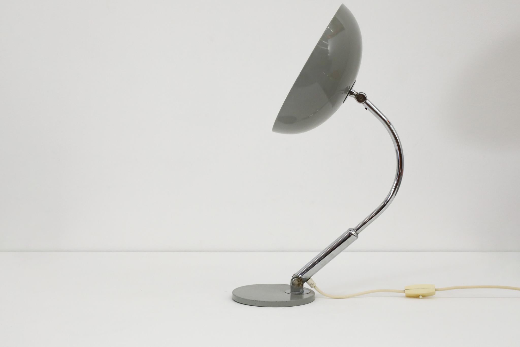 Hala '144' Chrome annd Gray Enameled Table Lamp For Sale 3