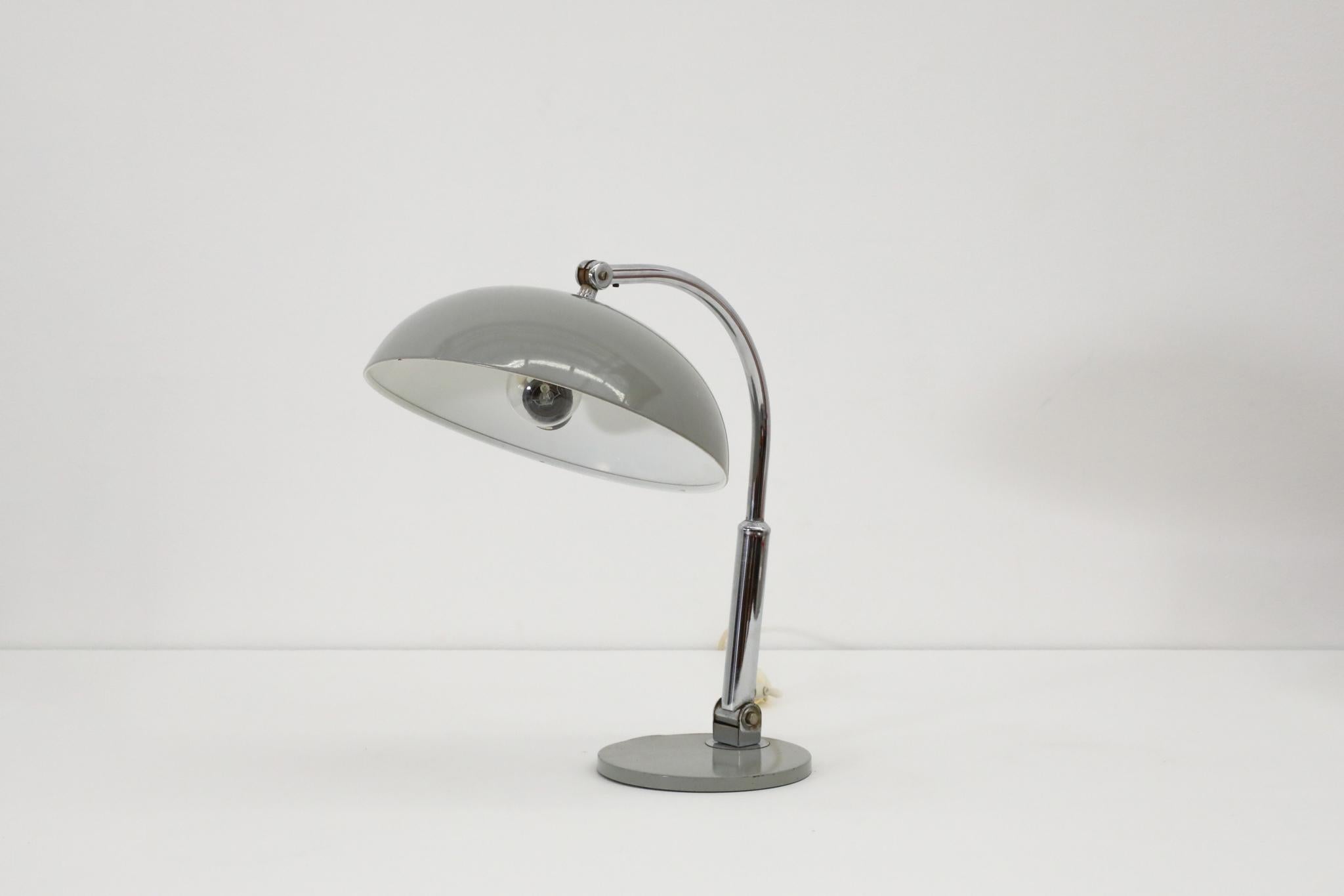 Hala '144' Chrome annd Gray Enameled Table Lamp For Sale 13