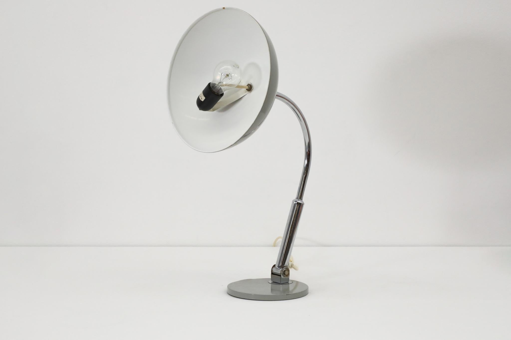 Hala '144' Chrome annd Gray Enameled Table Lamp In Good Condition For Sale In Los Angeles, CA