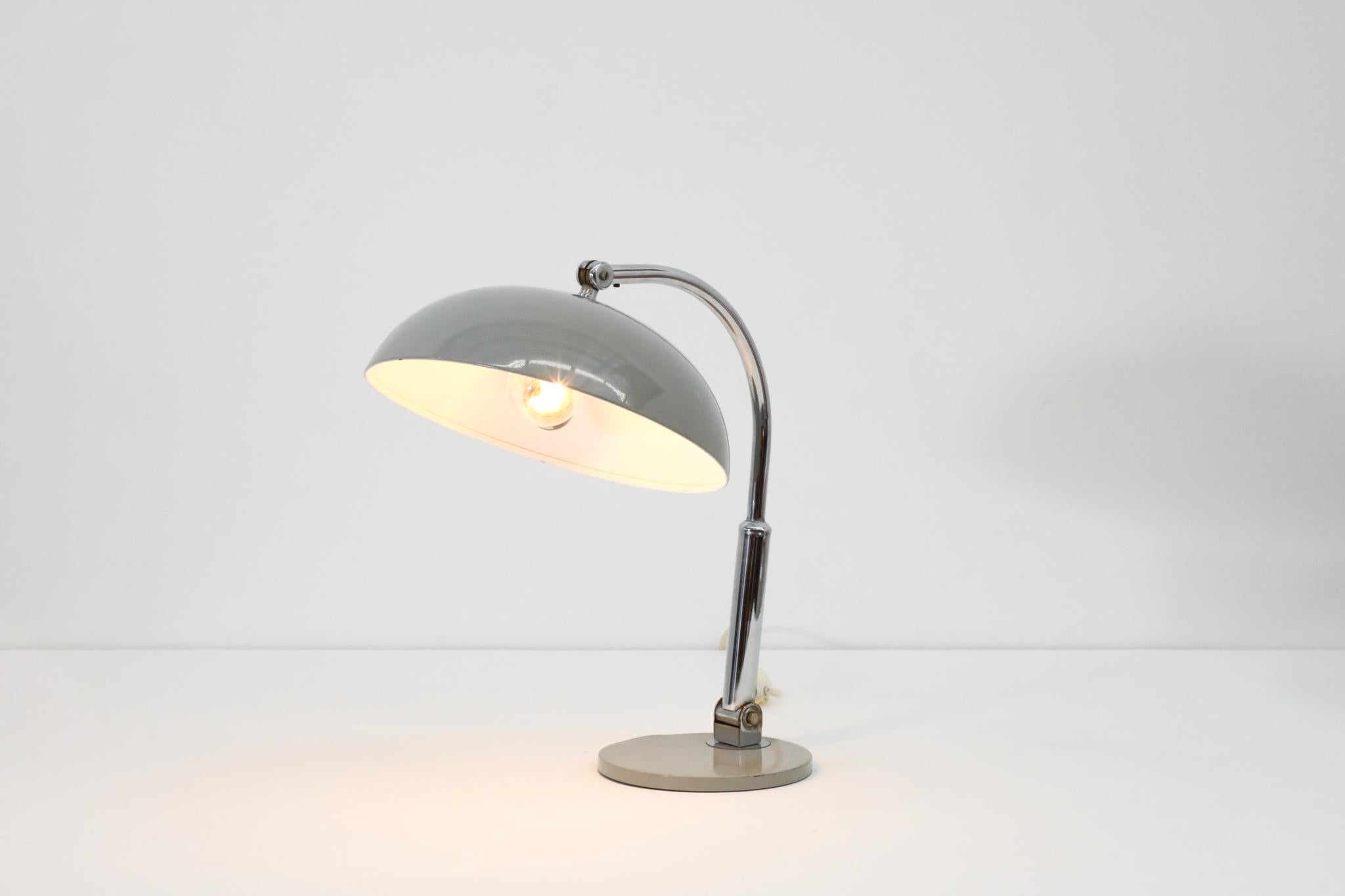 Mid-20th Century Hala '144' Chrome annd Gray Enameled Table Lamp For Sale