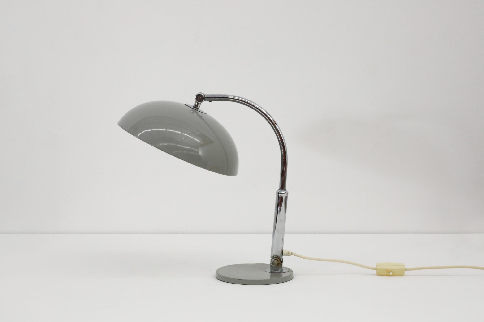 Hala '144' Chrome annd Gray Enameled Table Lamp For Sale 1