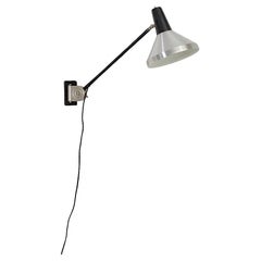 Hala „875“ Teleskop-Wandleuchte mit Quastenhalterung und Aluminiumschirm, 1950er Jahre