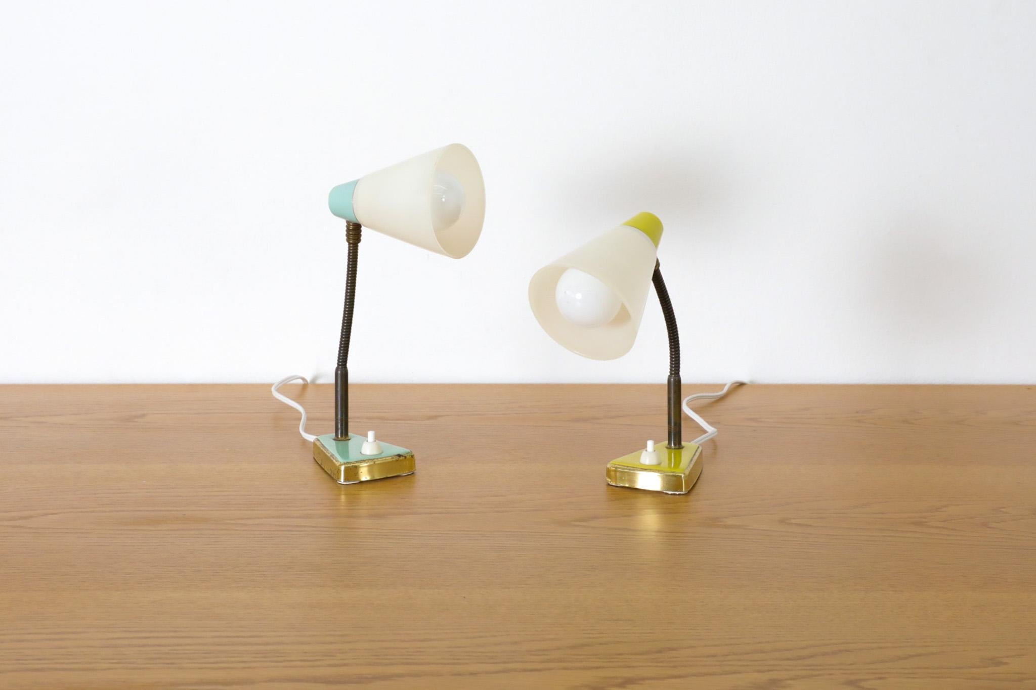 Mid-Century Modern Hala Style Petite Turquoise Gooseneck Table or Wall Lamp For Sale