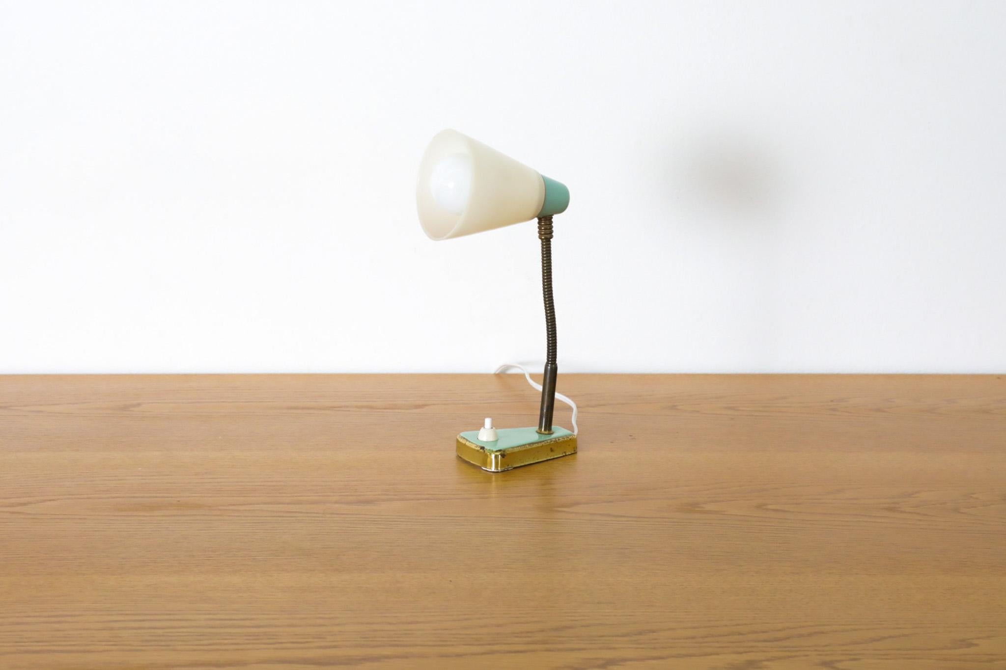 Dutch Hala Style Petite Turquoise Gooseneck Table or Wall Lamp For Sale