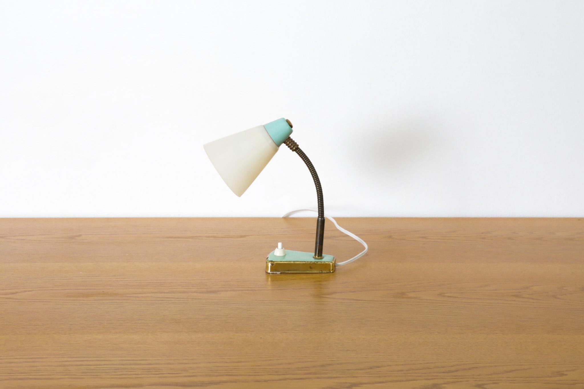 Hala Style Petite Turquoise Gooseneck Table or Wall Lamp In Good Condition For Sale In Los Angeles, CA