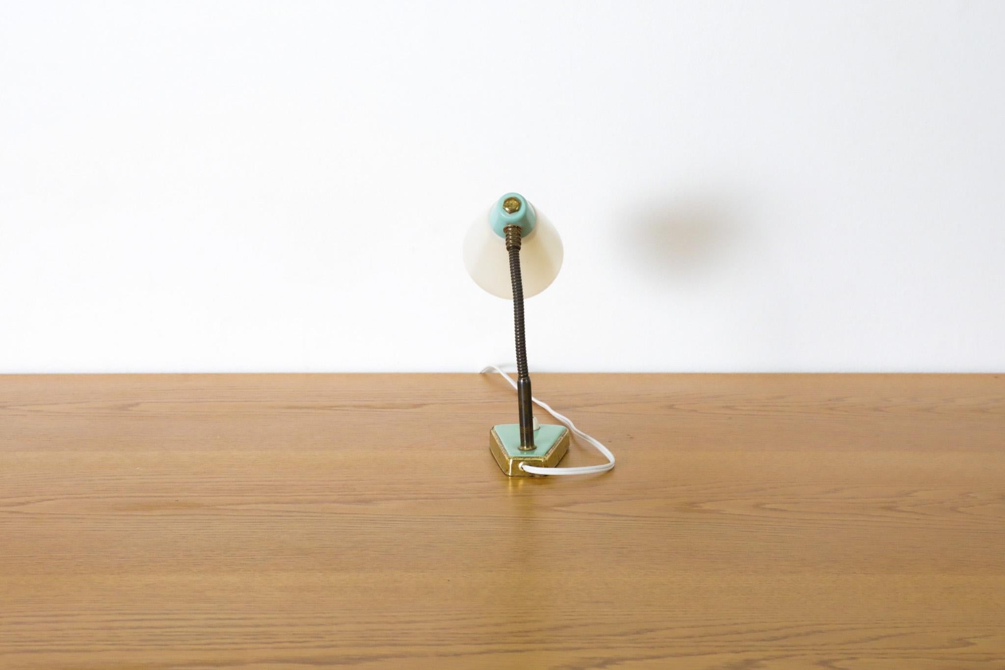 20th Century Hala Style Petite Turquoise Gooseneck Table or Wall Lamp For Sale