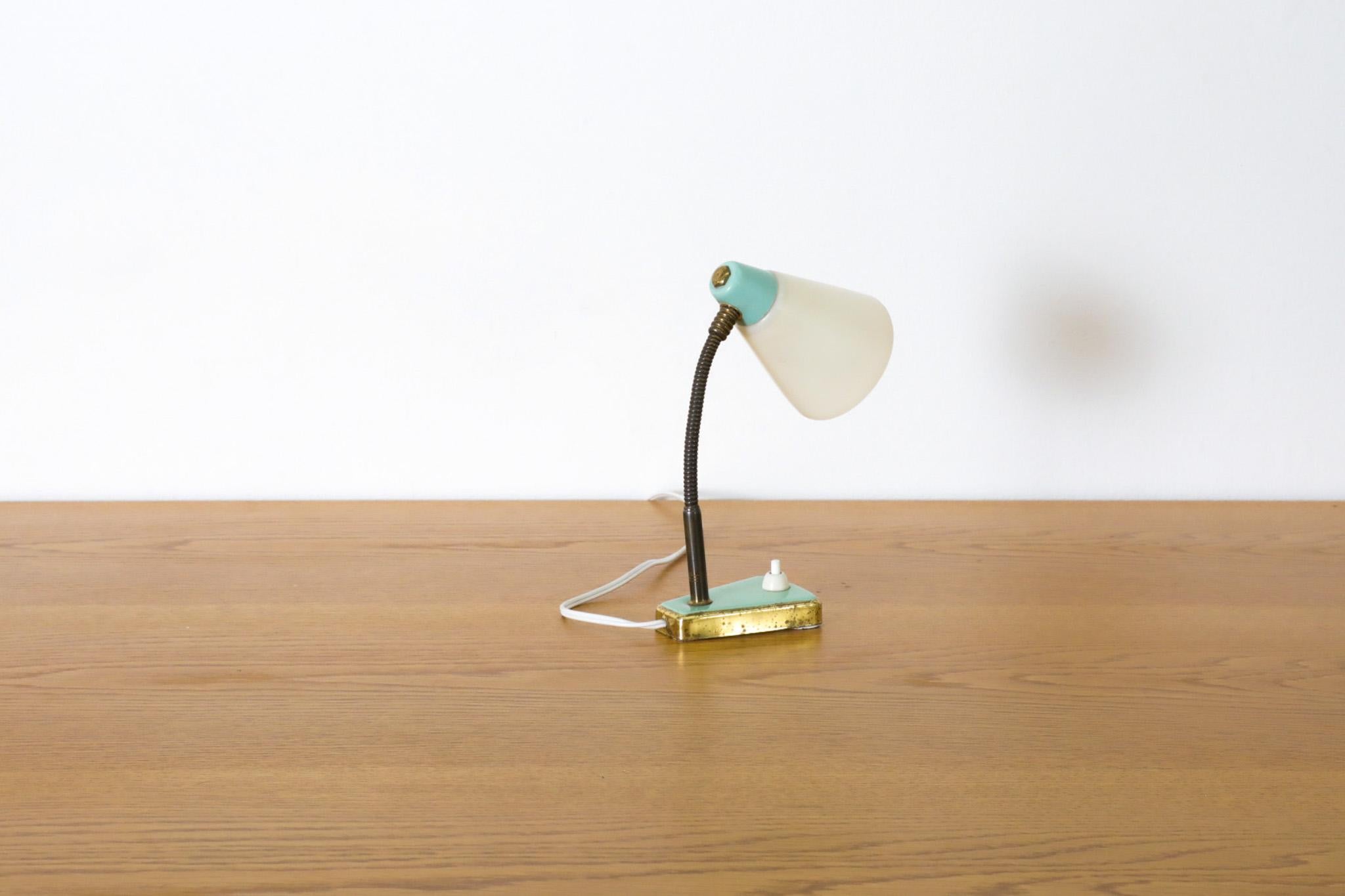 Metal Hala Style Petite Turquoise Gooseneck Table or Wall Lamp For Sale